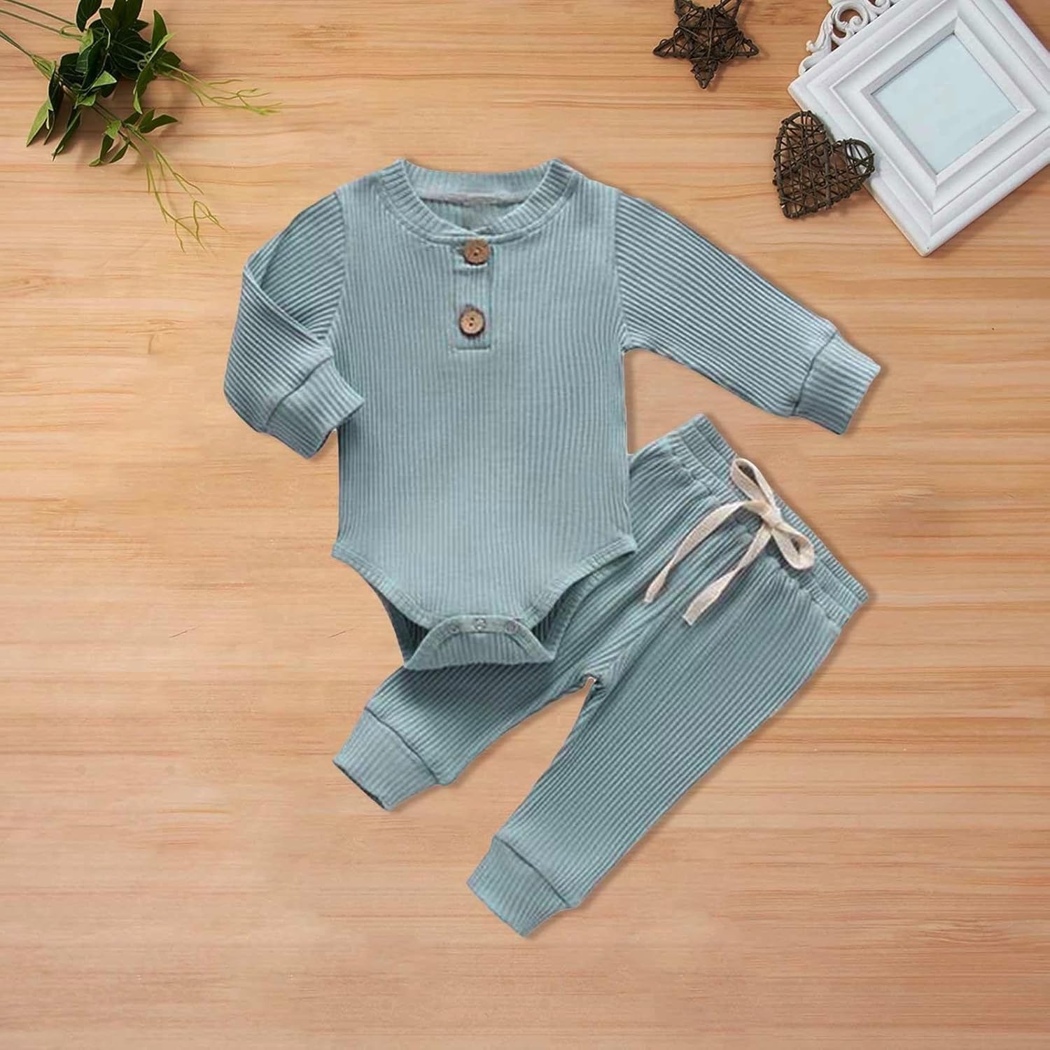 Soft Knit Stripe Romper for Toddlers Striped Baby Outfit 2Pcs Set