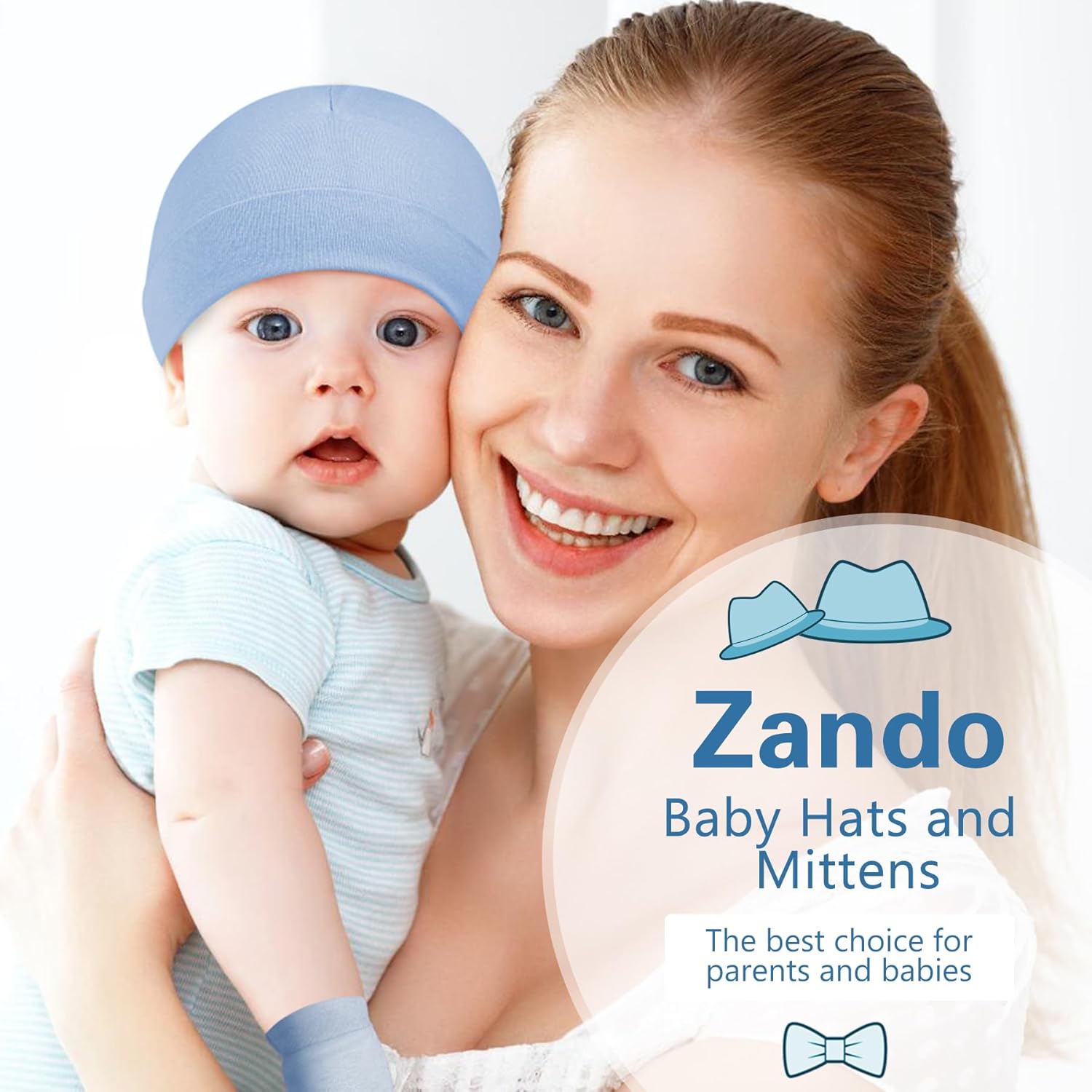 Zando Baby Hats and Mittens Set Newborn