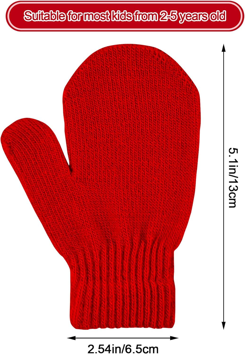 MENOLY 4 Pairs Toddler Magic Stretch Mittens Winter Warm Kids Knit Gloves