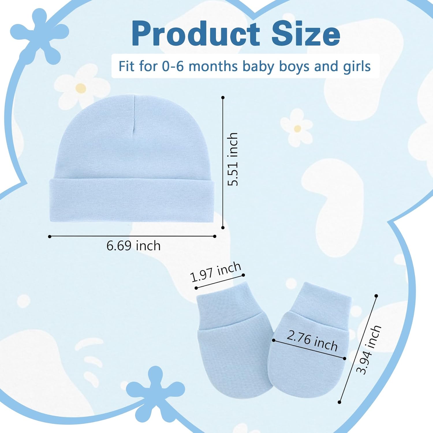 Zando Baby Hats and Mittens Set Newborn