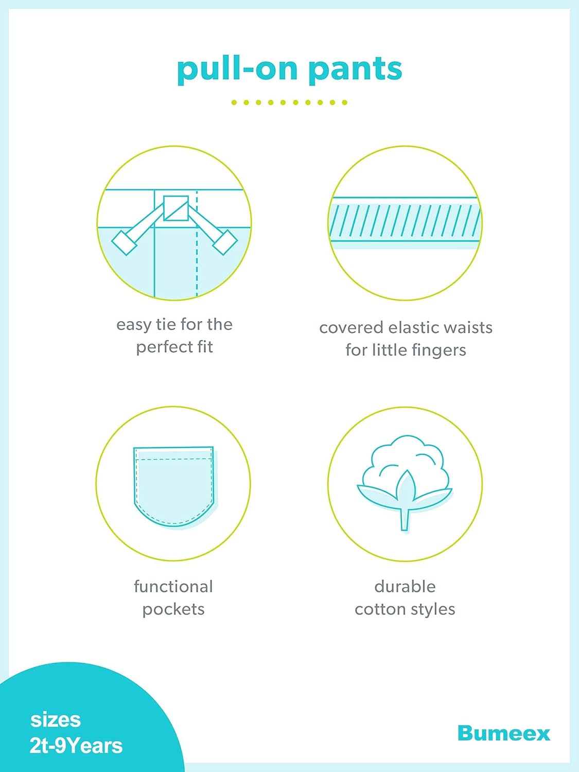 Cotton Fit for Toddler Boys 2PK Pants for 2-9 yrs