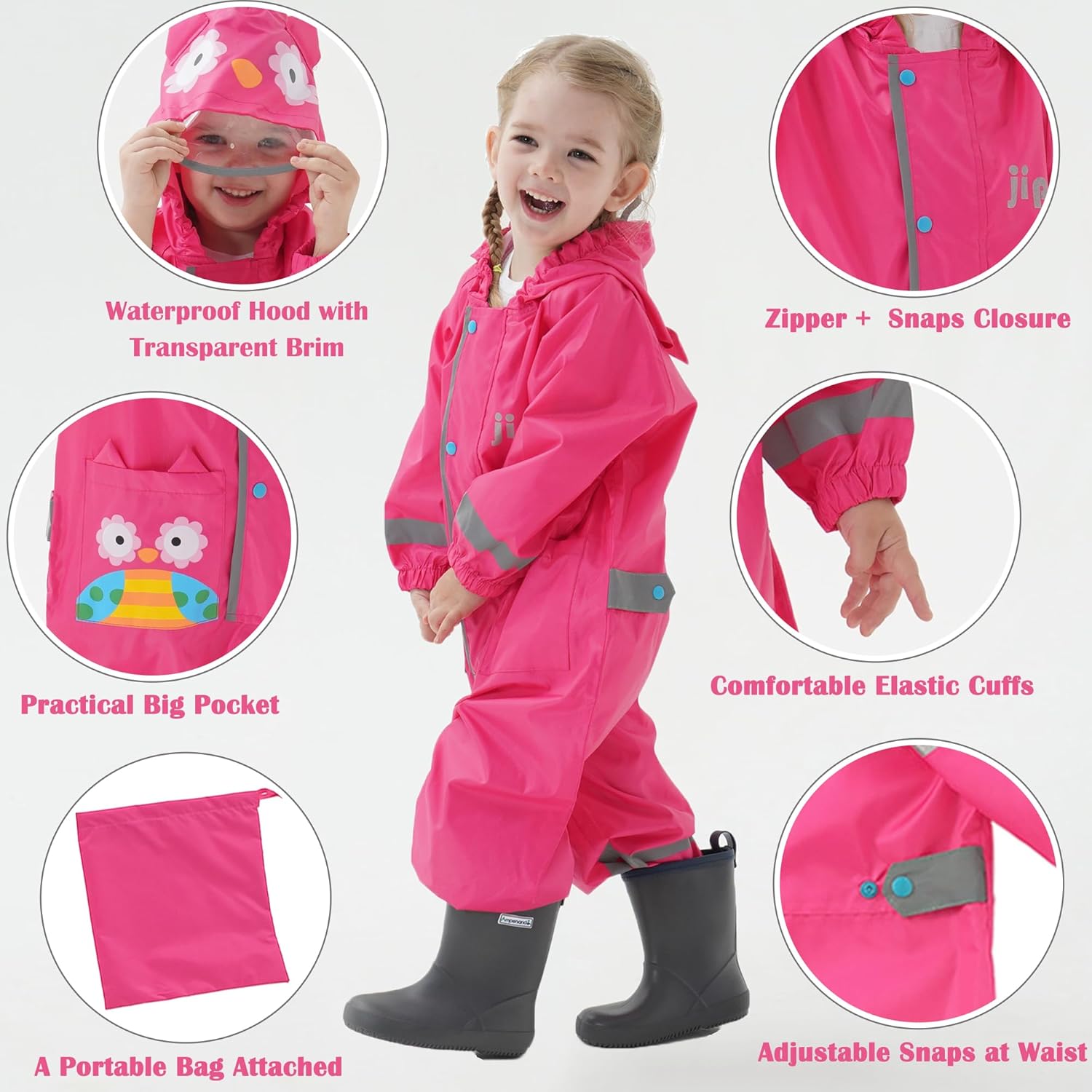 Fewlby Toddler Rain Jacket 1-10yr S-XL