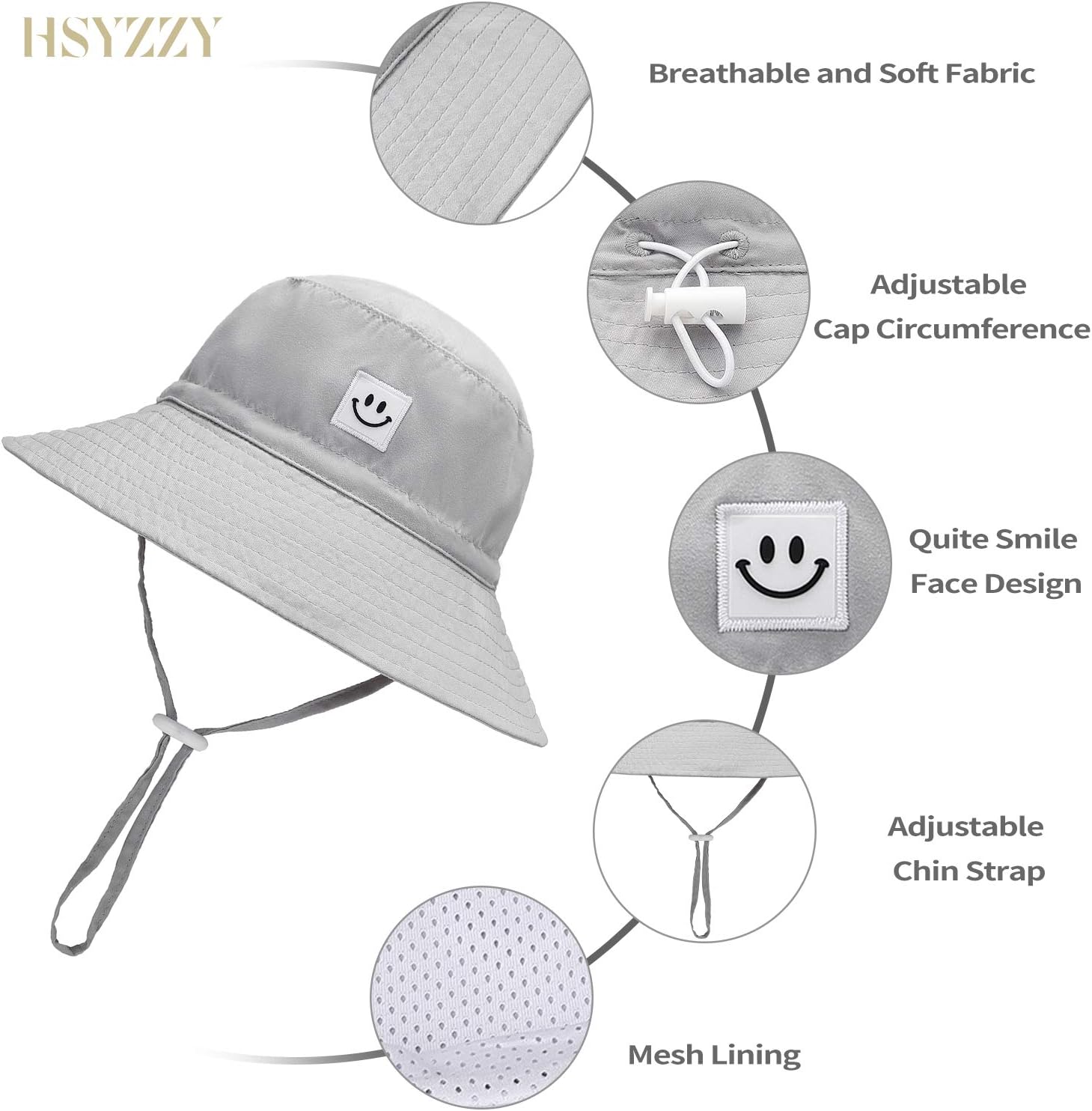HSYZZY Baby Sun Hat Smile Face Toddler UPF 50