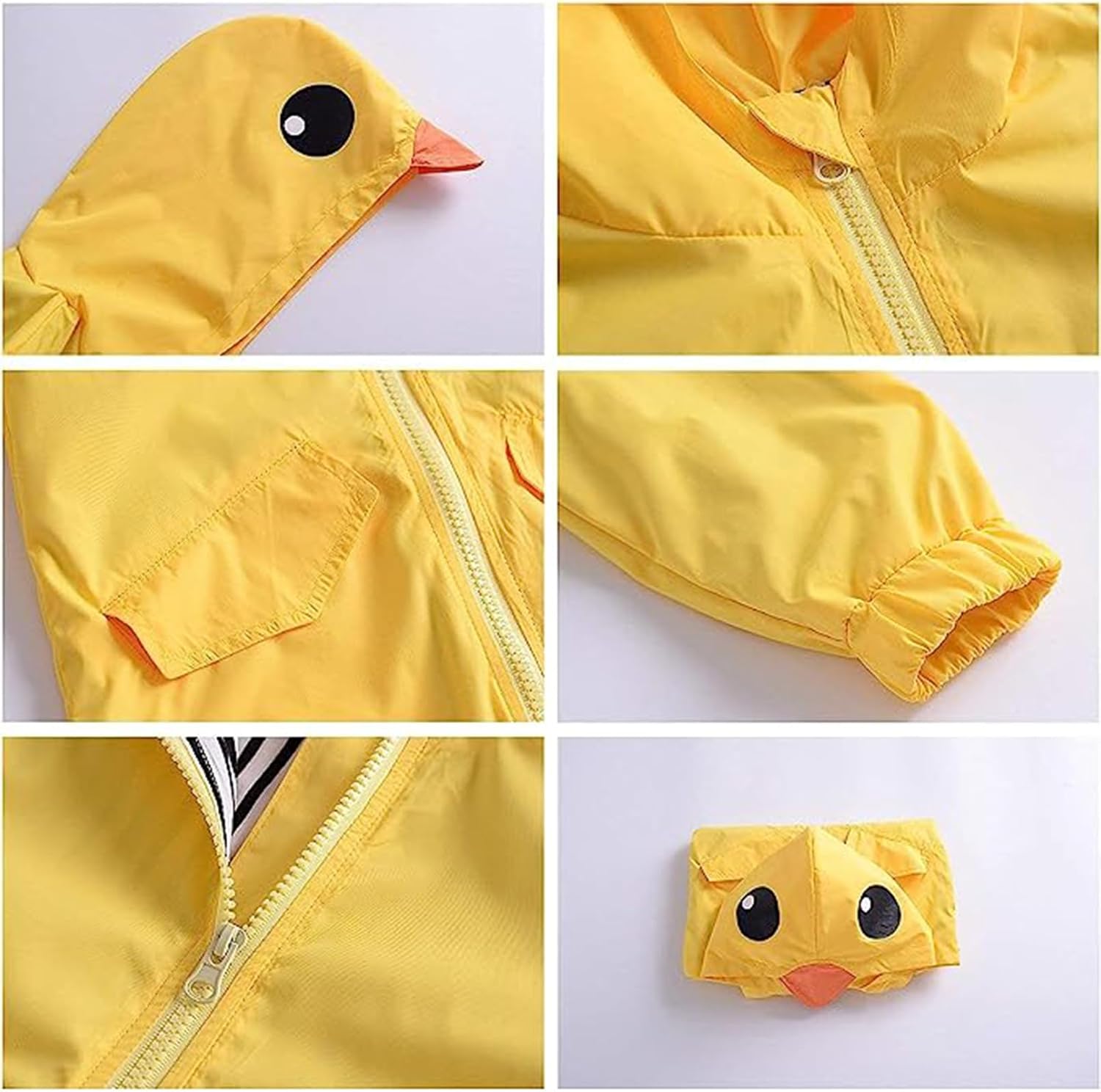 Admireme Toddler Cute Cartoon Yellow Raincoat Jacket for Boys and Girls