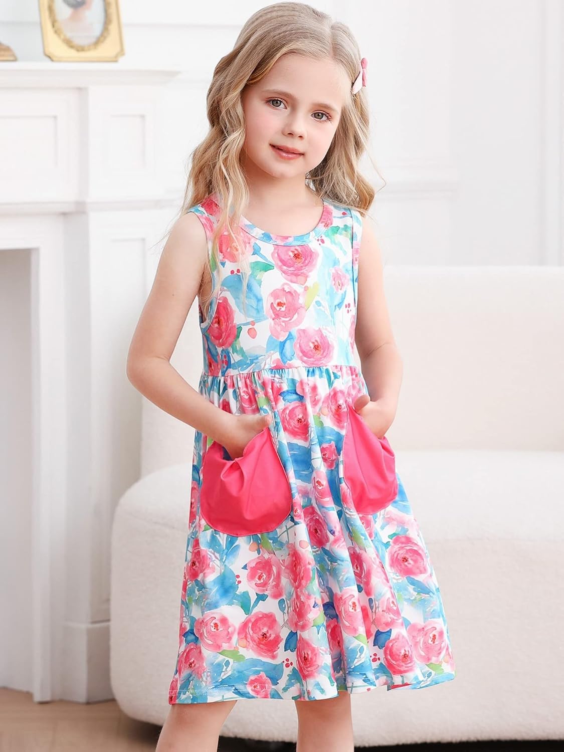 Vieille Little Girls Summer Dress with Pocket