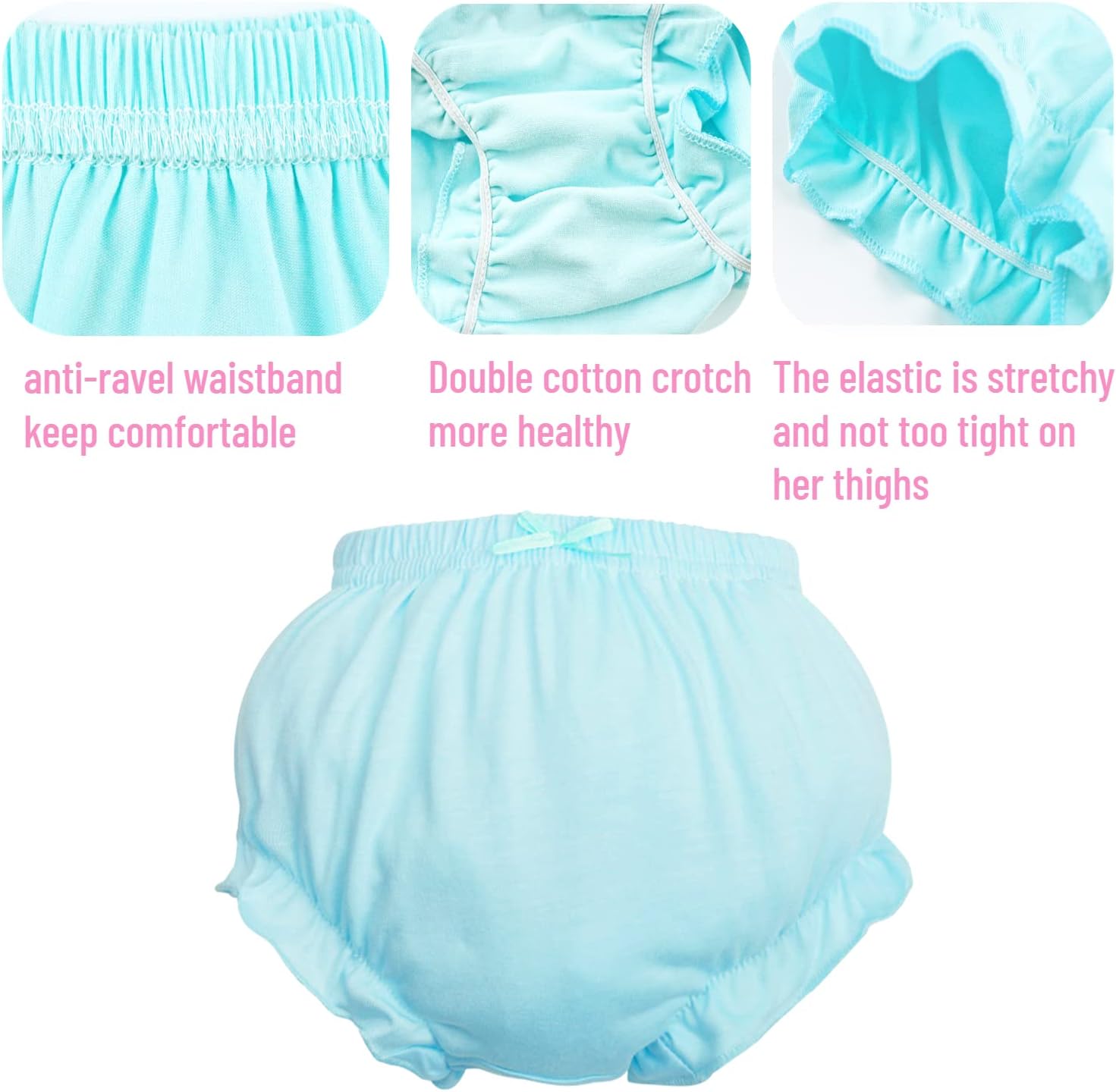 7Pack Baby Bloomers Soft Comfortable for Toddler Girls