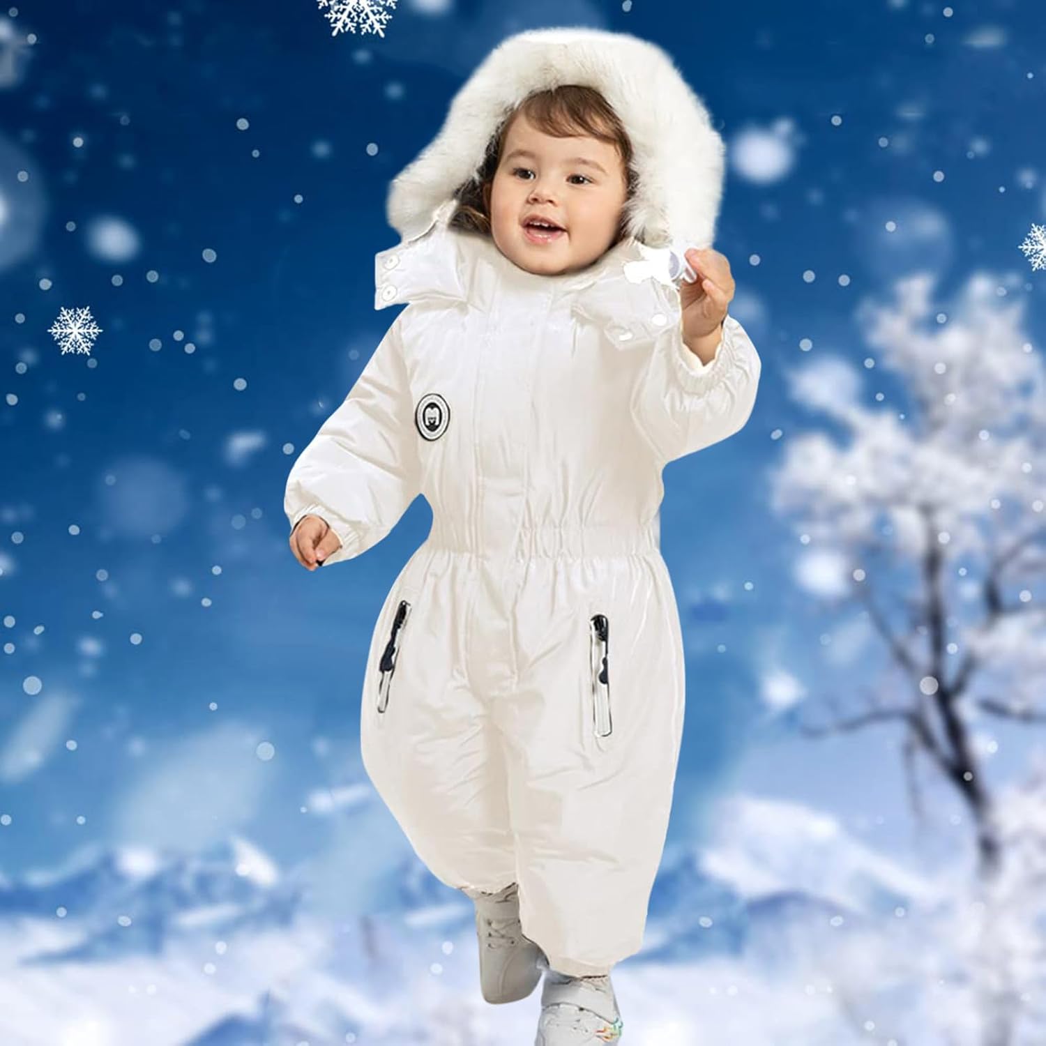 Kids 2-Piece Snowsuit with Hood and Snow Bib for Winter