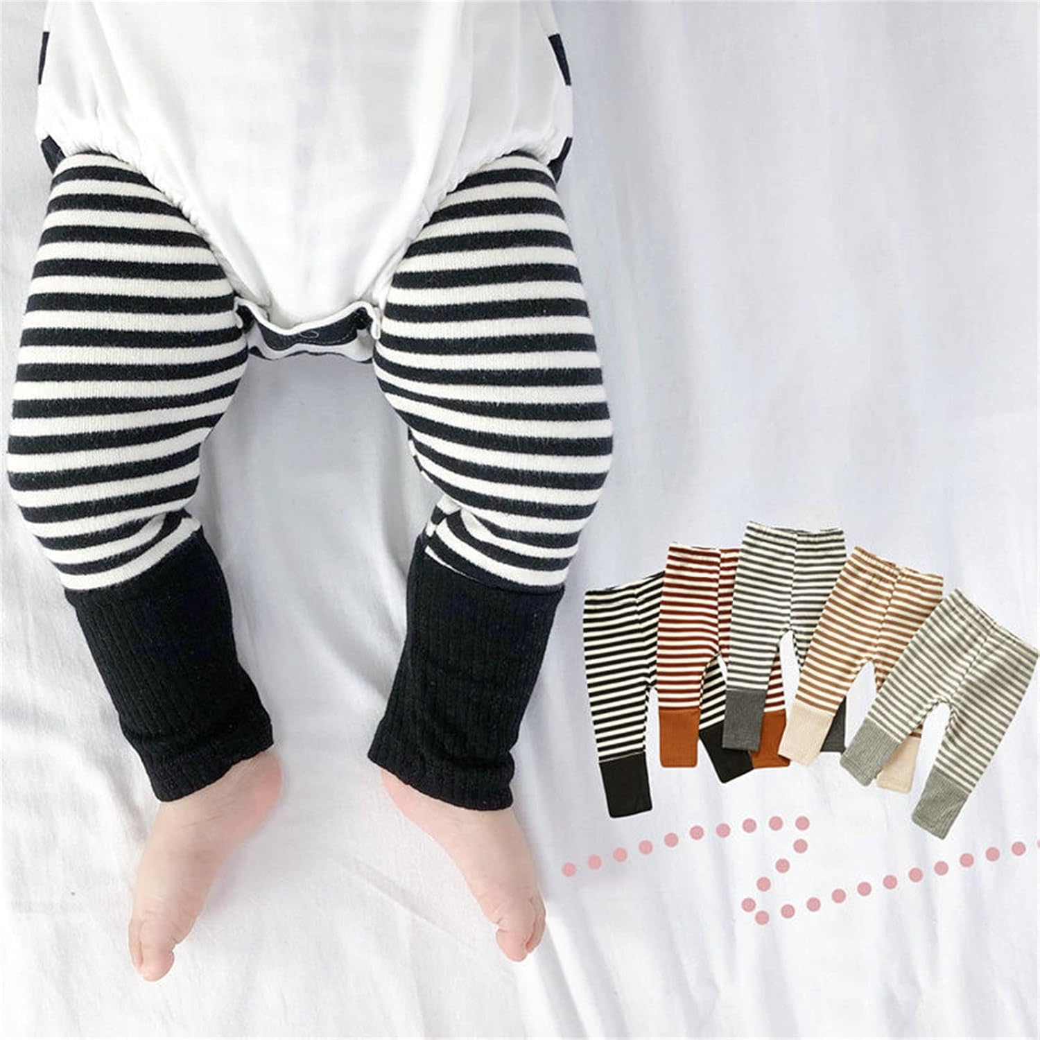 Golden Green Patchwork Striped Infants and Adults Leggings Trousers