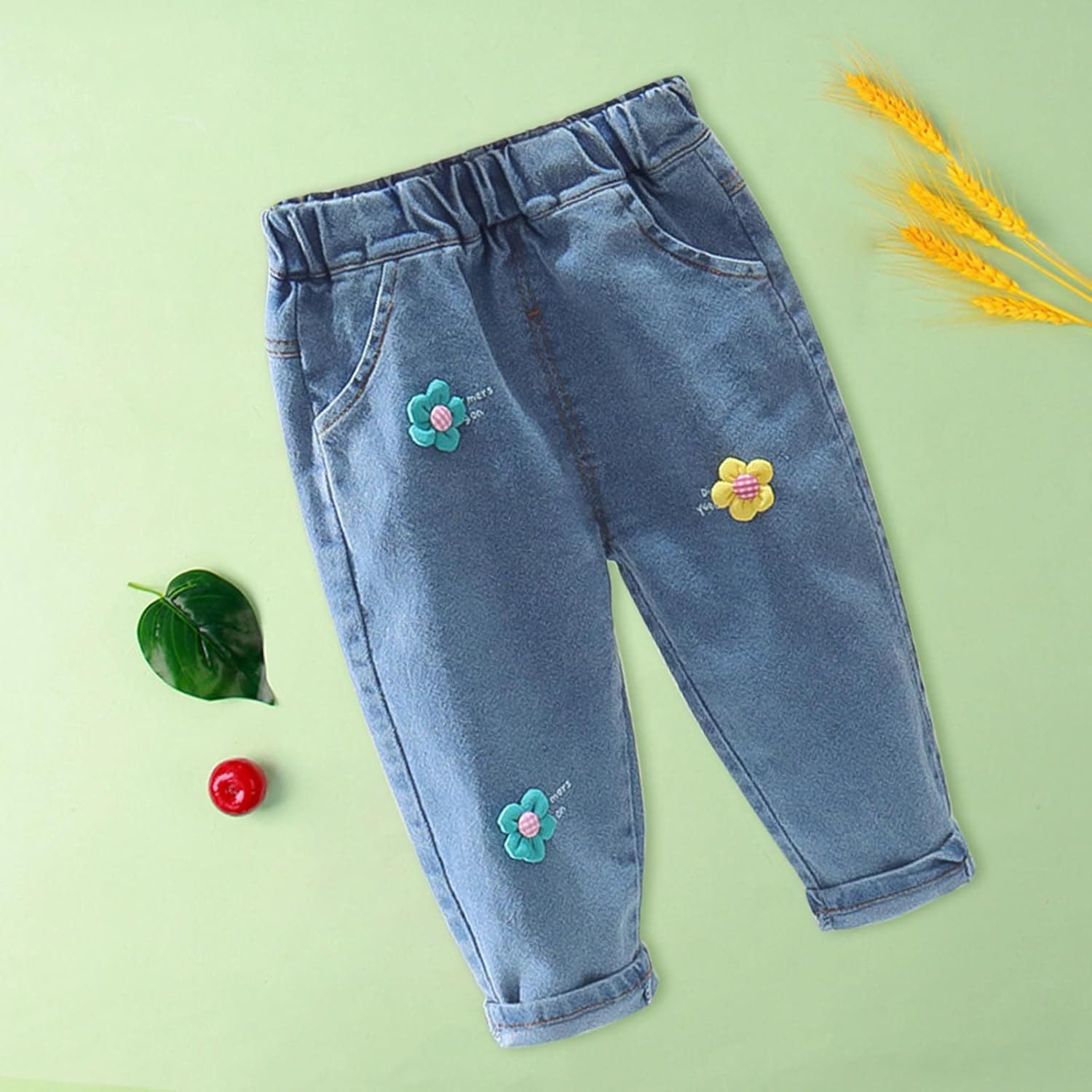 Unisex Baby Boys Joggers Soft Denim Elastic Waist Active Joggers