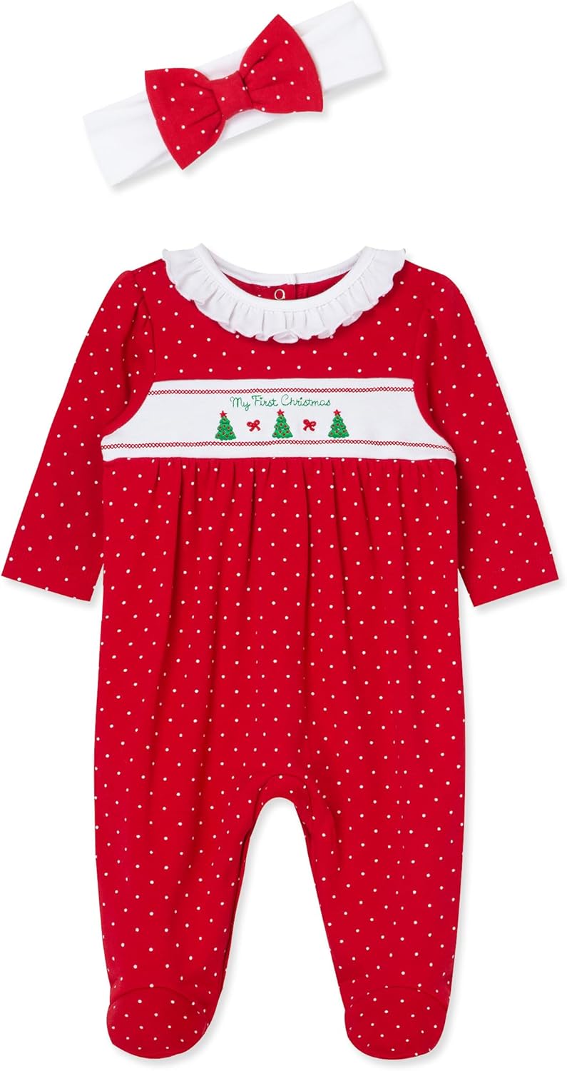 Little Me Baby Girls Footie with Dotty Tree Design 0-9 Months