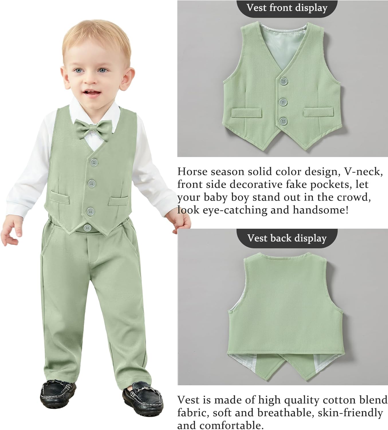 YALLET Baby Boys Formal Suit 0-24gentleman outfitSet