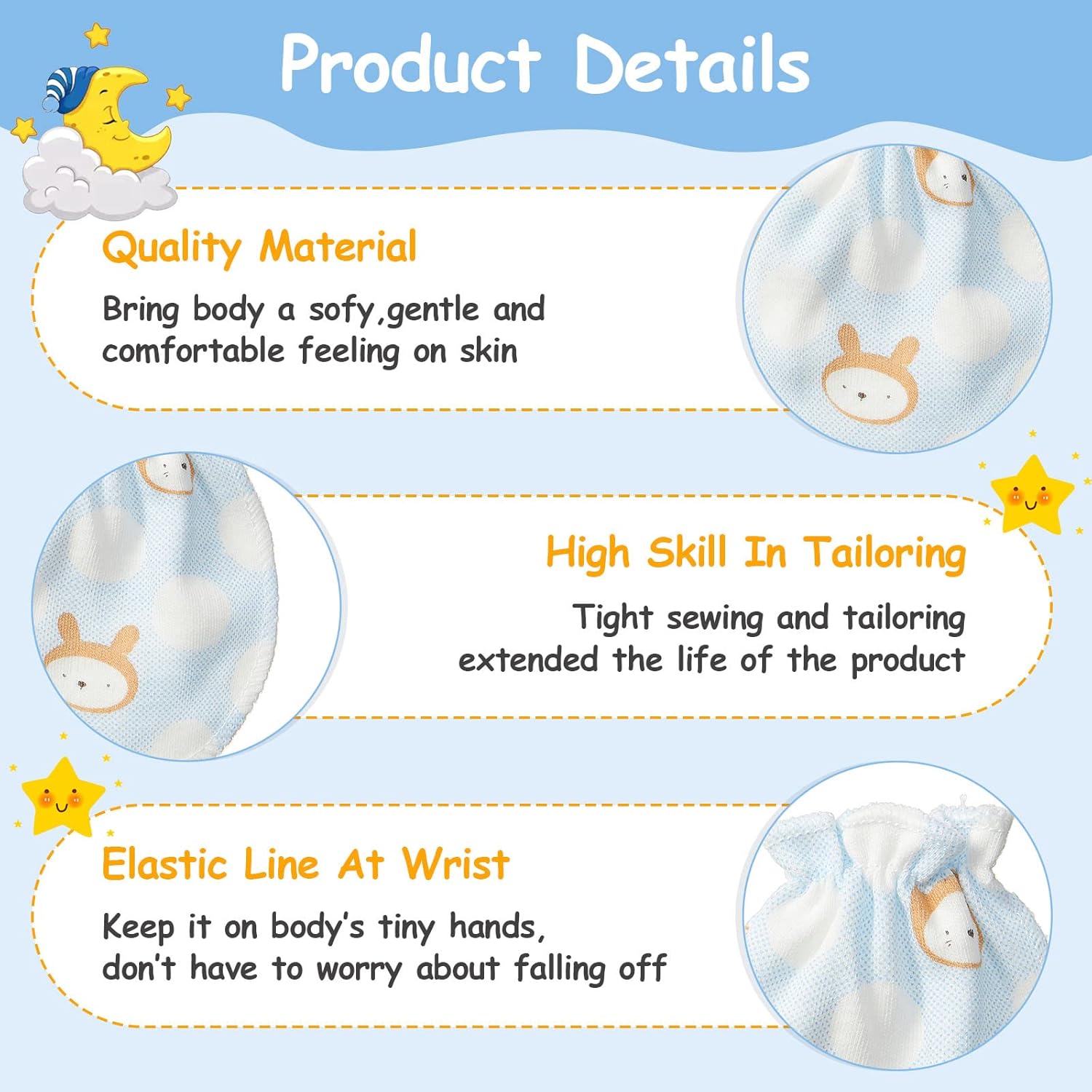 Geyoga 40-Pair Soft Elastic infant gloves