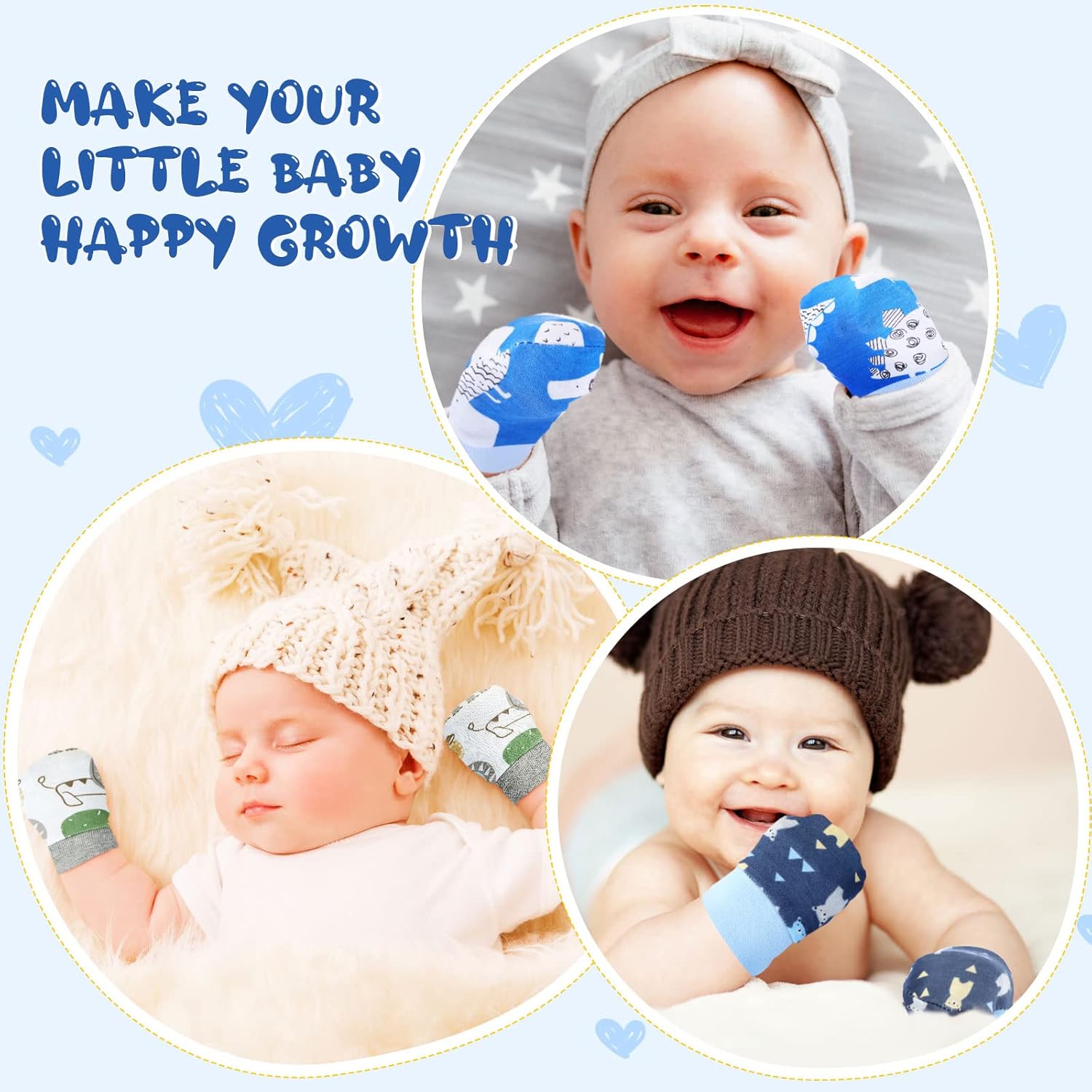Geyoga 6 Pair Newborn Baby Mittens No Scratch