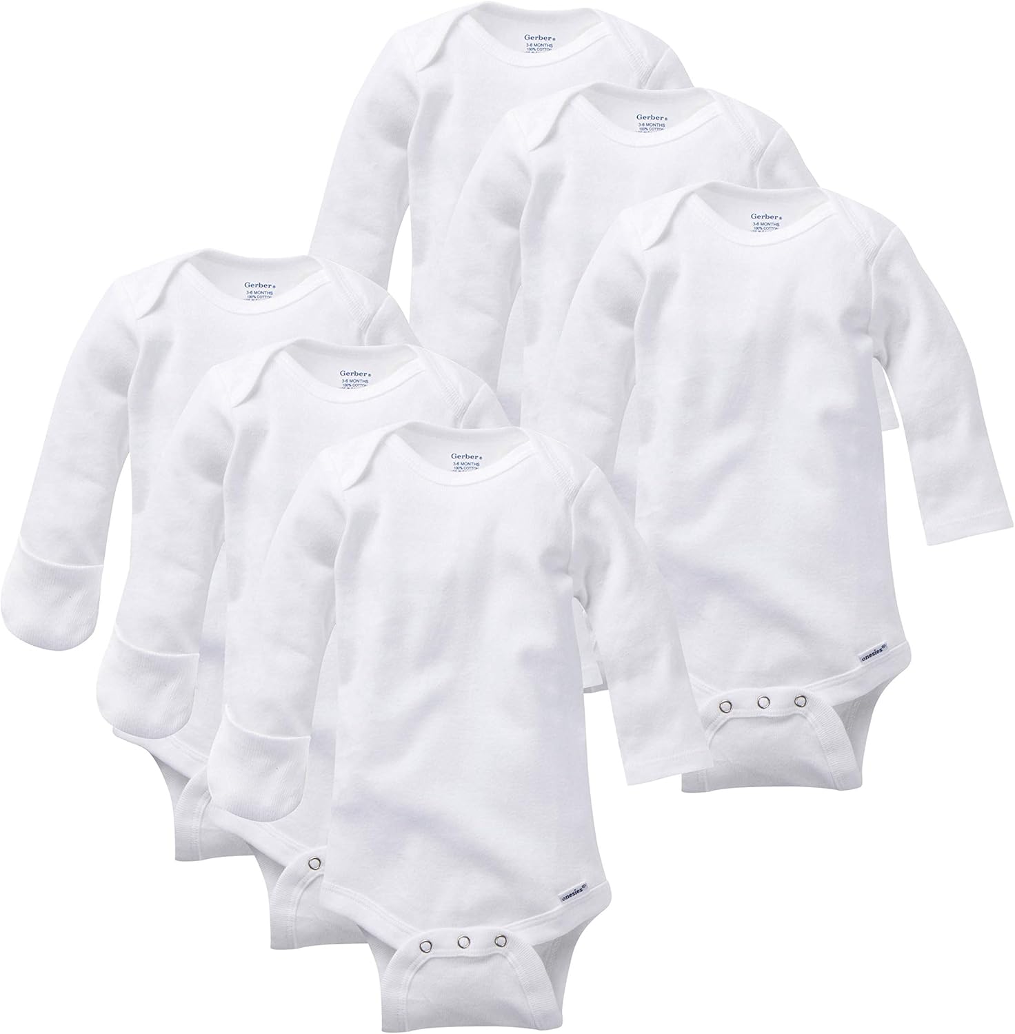 Gerber Unisex Onesies Multi-Pack Long Sleeve Bodysuit Mitten Cuff