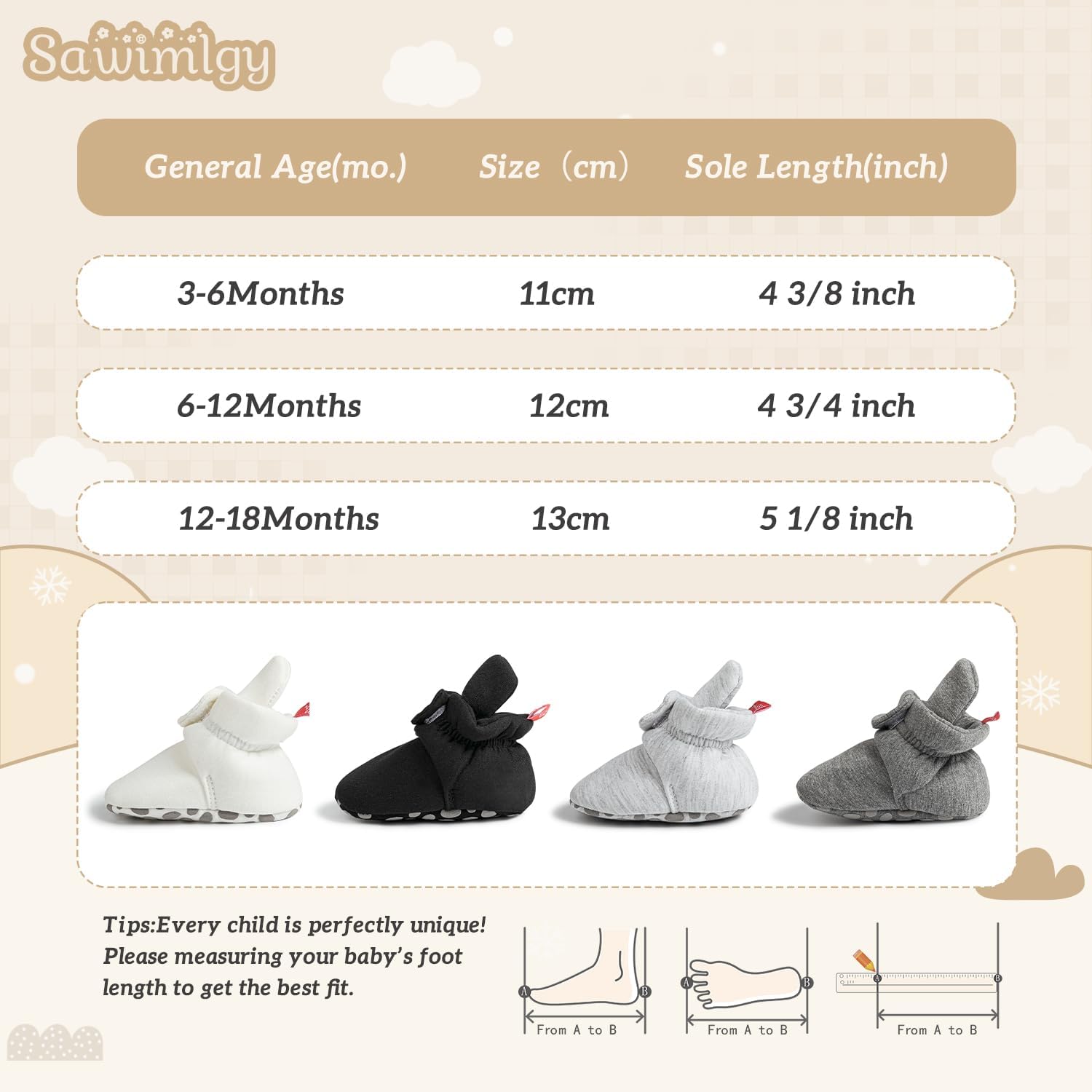 Sawimlgy Safe Soft Baby Booties for Little Ones Non-Skid ANTI-SIPpers