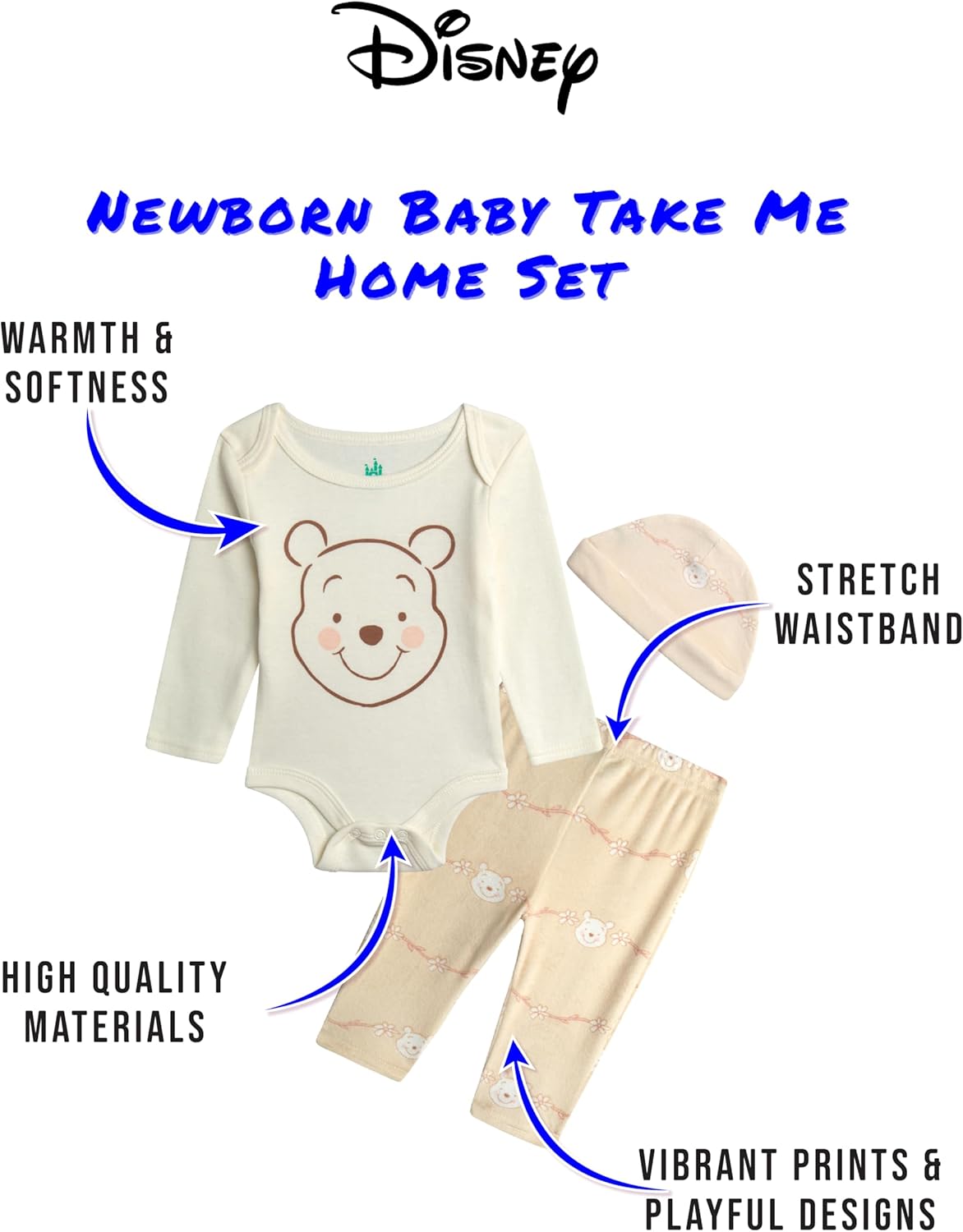Disney Newborn Baby Take Me Home Set - 3-Piece Newborn Outfit
