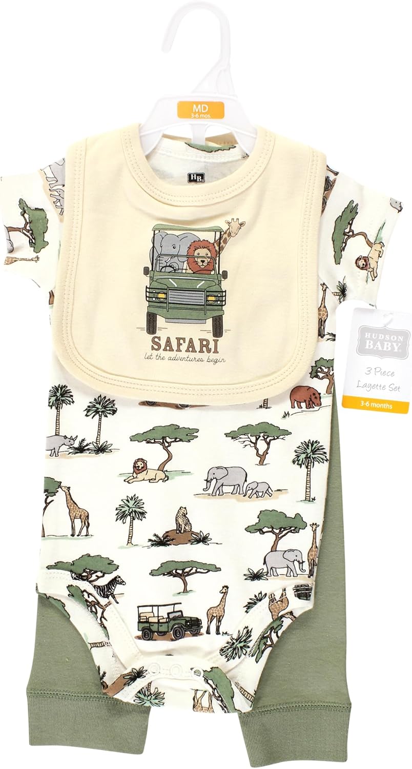 Ultimate baby essential - Hudson Baby Unisex Cotton Bodysuit Pant and Bib Set