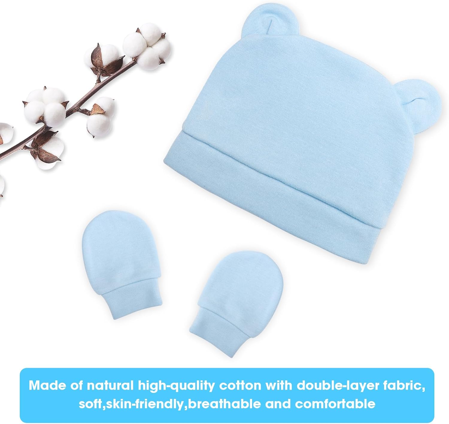 Newborn Baby Hats and Mittens Set