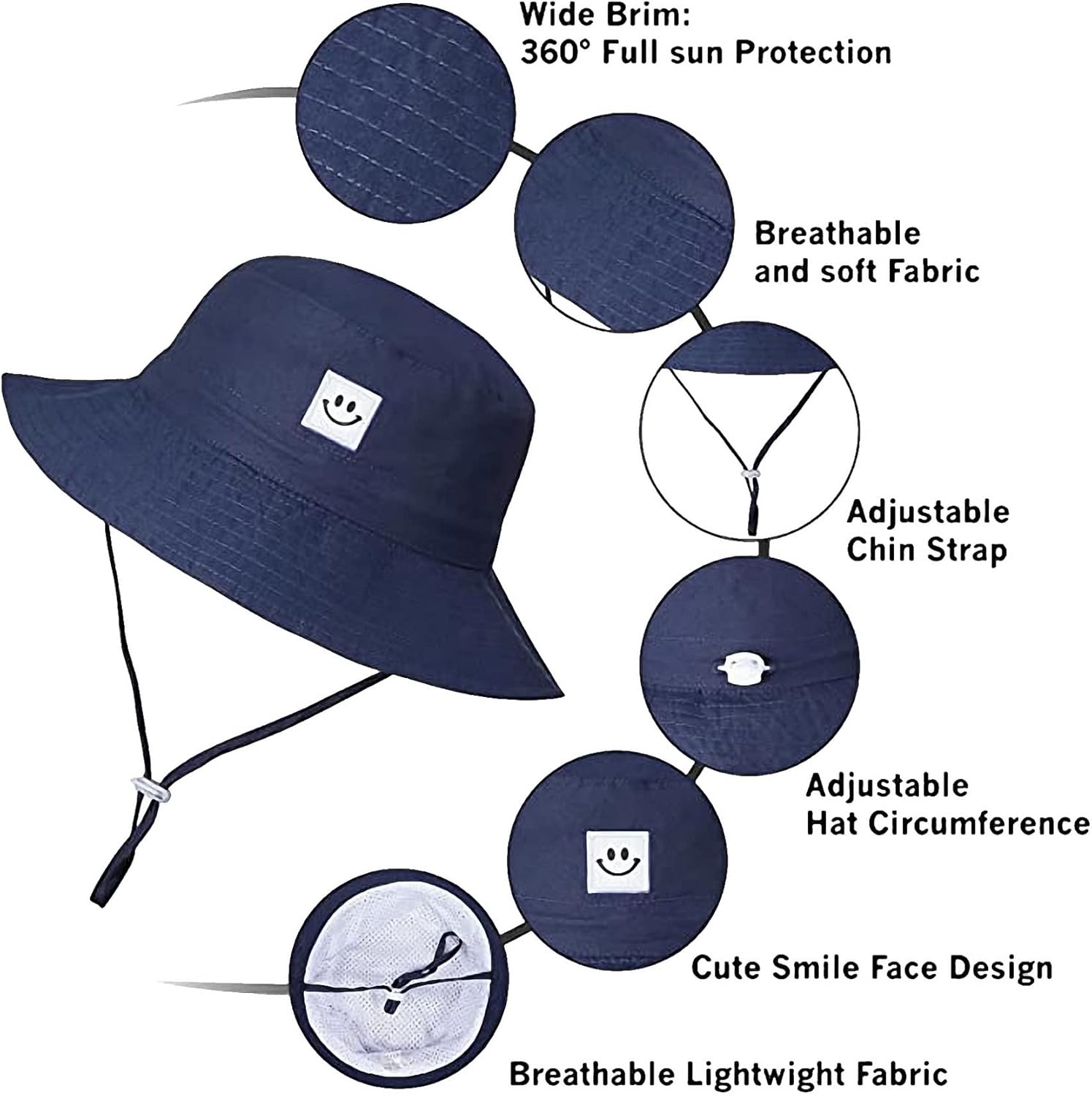55cube Toddler Sun Hat Beach Bucket Hat for Girls Boys