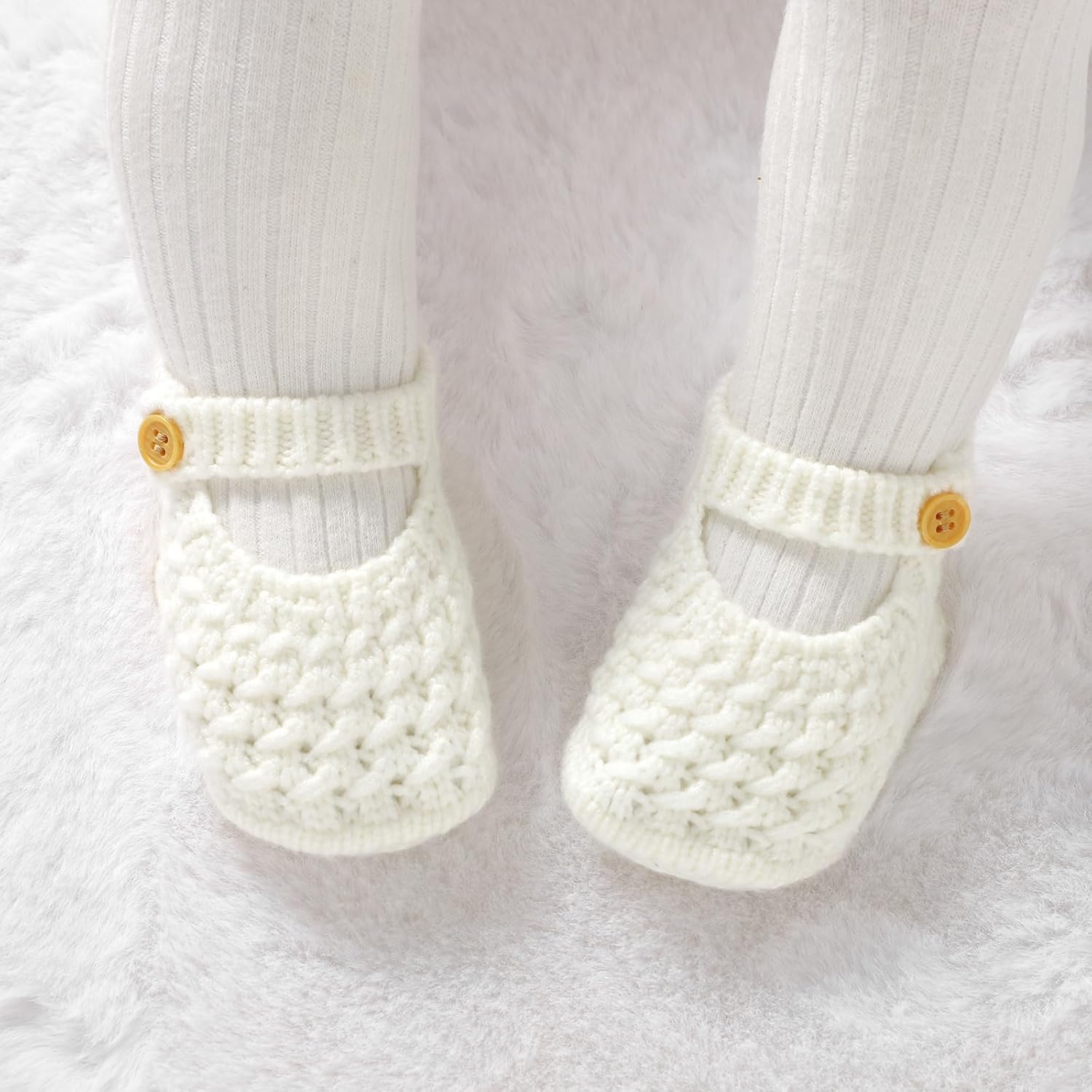 Opewod Baby Booties Soft Warm Hand Knit Socks Shoes for Newborn