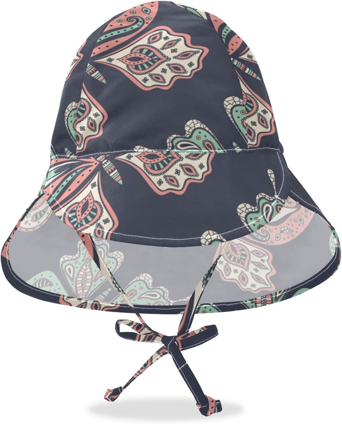 Boho Butterflies Pattern Kids Travel Sun HatUPF 50 Adjustable for Boys