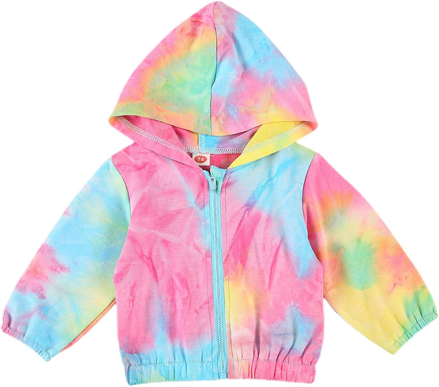 Lefyira - Rainbow Tie-Dye Long Sleeve Windbreaker Jacket for Babies