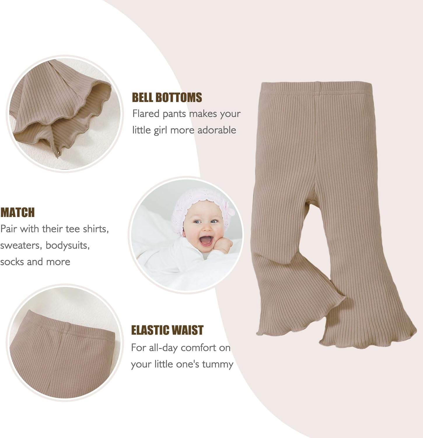 SOBOWO Baby Girl Flare Pants 3-Pack Toddler Set