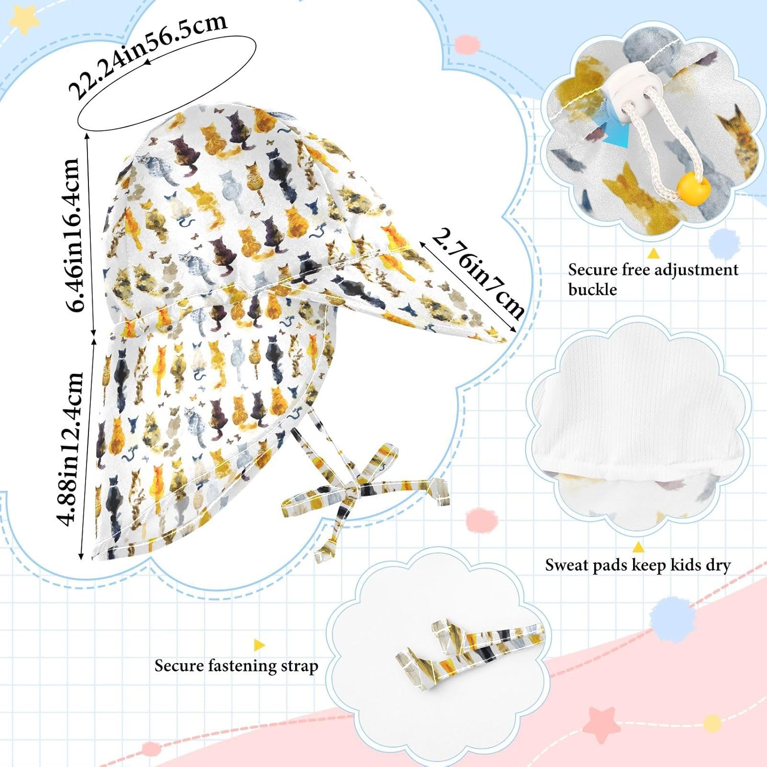 Perfect Sun Protection KLL Adjustable Baby Toddler Beach Hat UV Protection