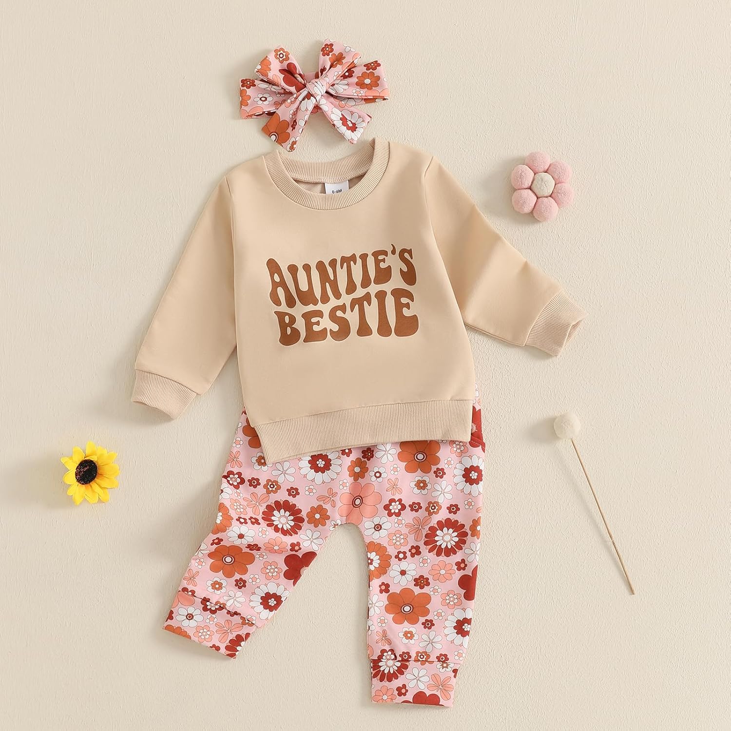Aunties Bestie Baby Clothes 3Pcs Survivor Set for Baby Girl