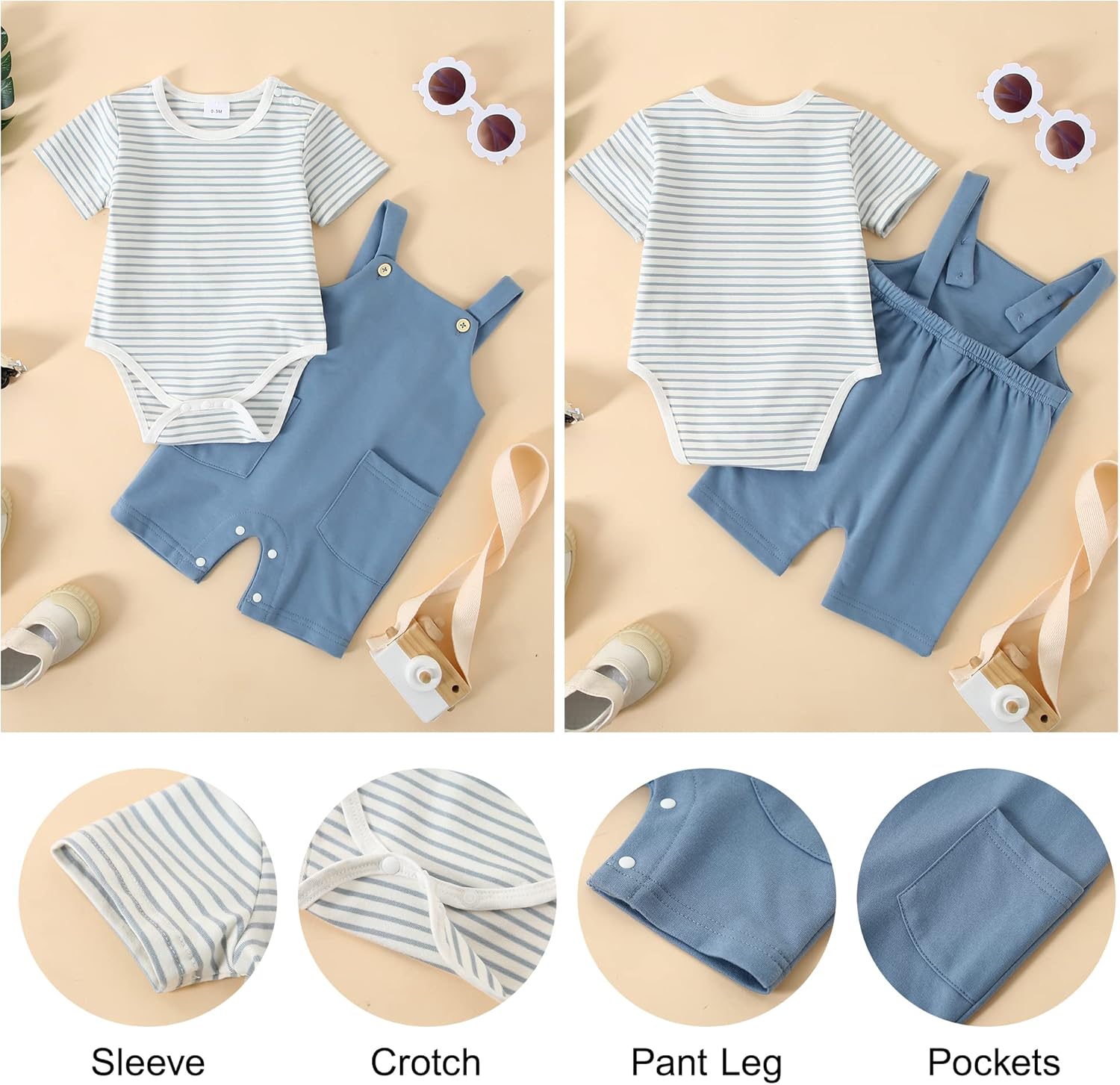 Infant Boys Summer Romper Set