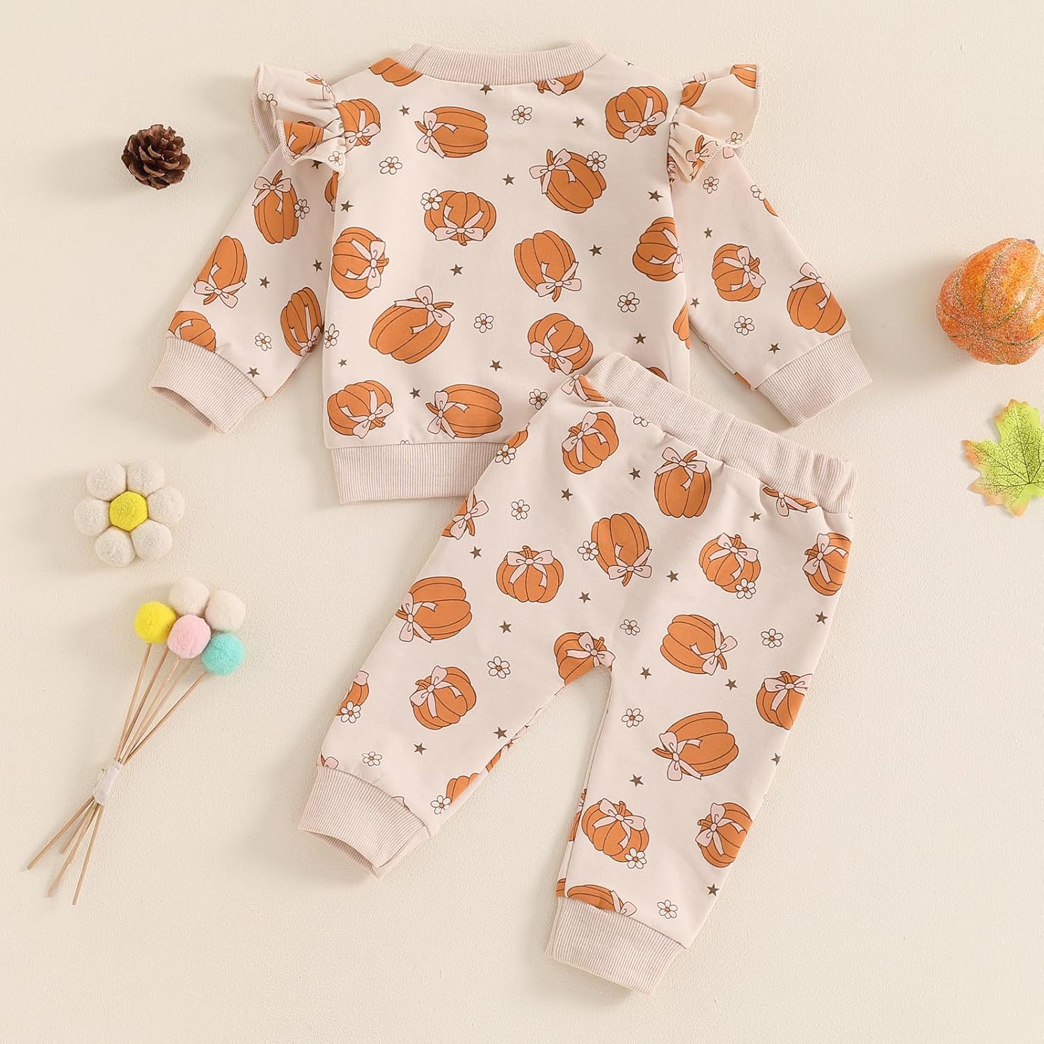 Halloween Spooky Toddler Outfit - Cute pumpkin Sweater Pants Set