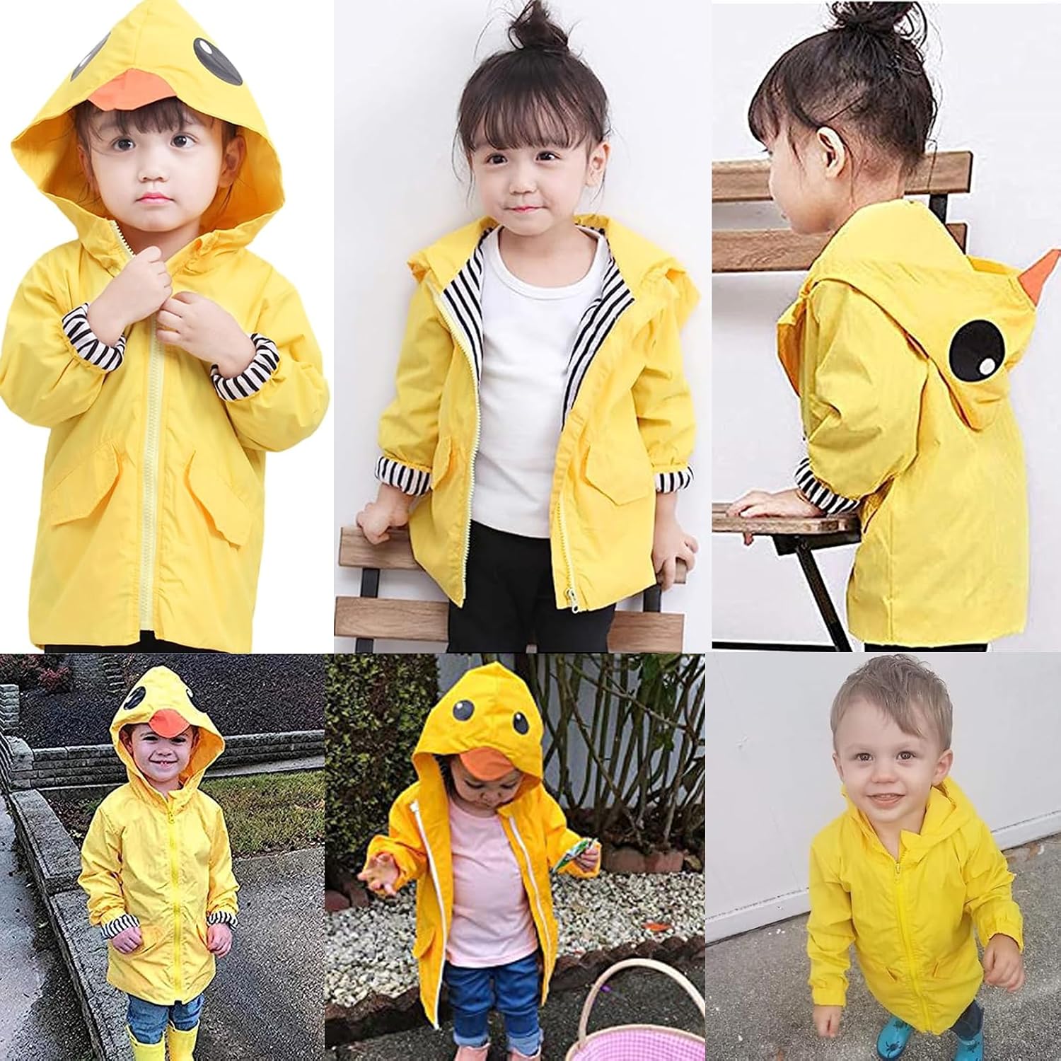 Admireme Toddler Cute Cartoon Yellow Raincoat Jacket for Boys and Girls