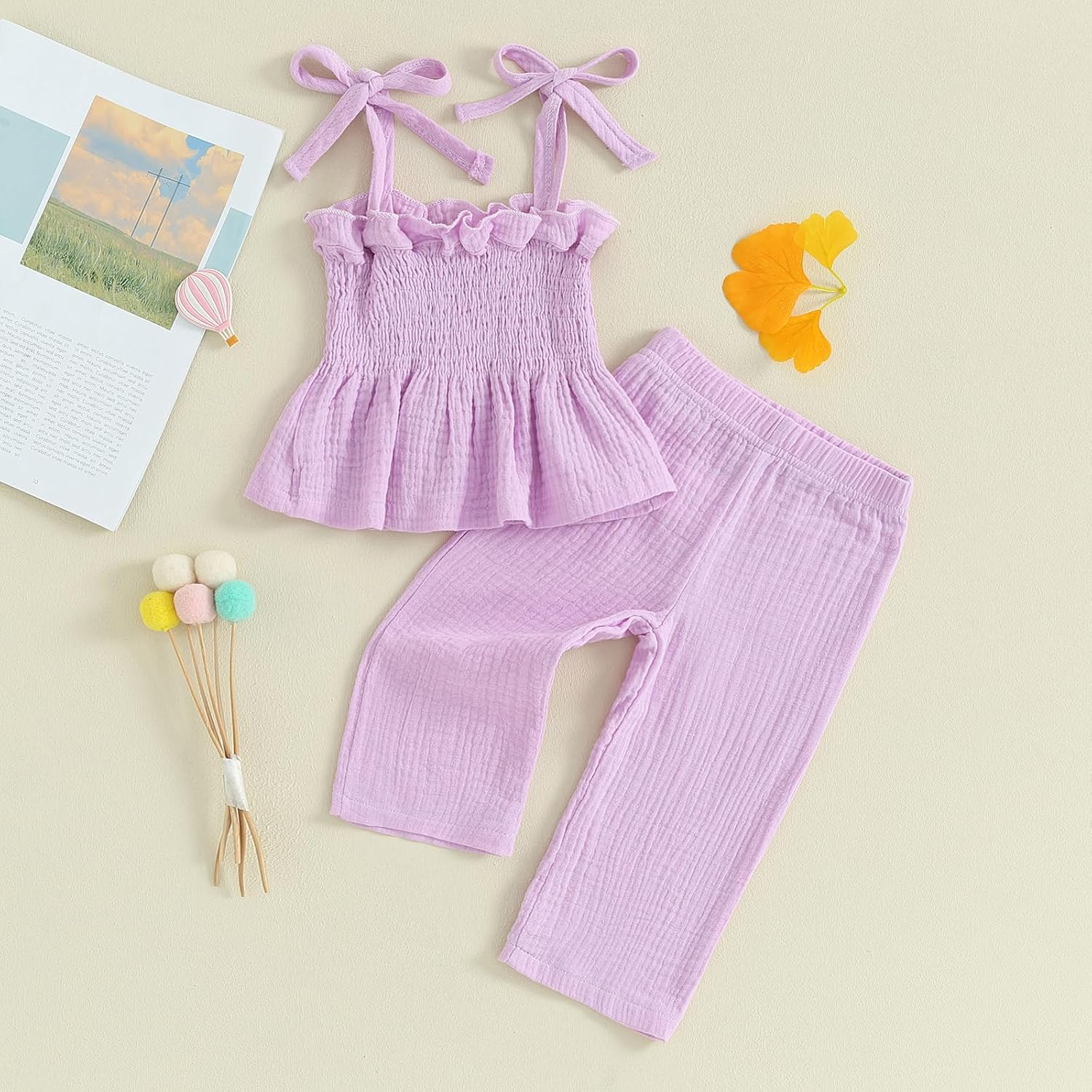 Perfect Summer Outfit for Toddlers Girls Comfortable Cami Linen Pants Set