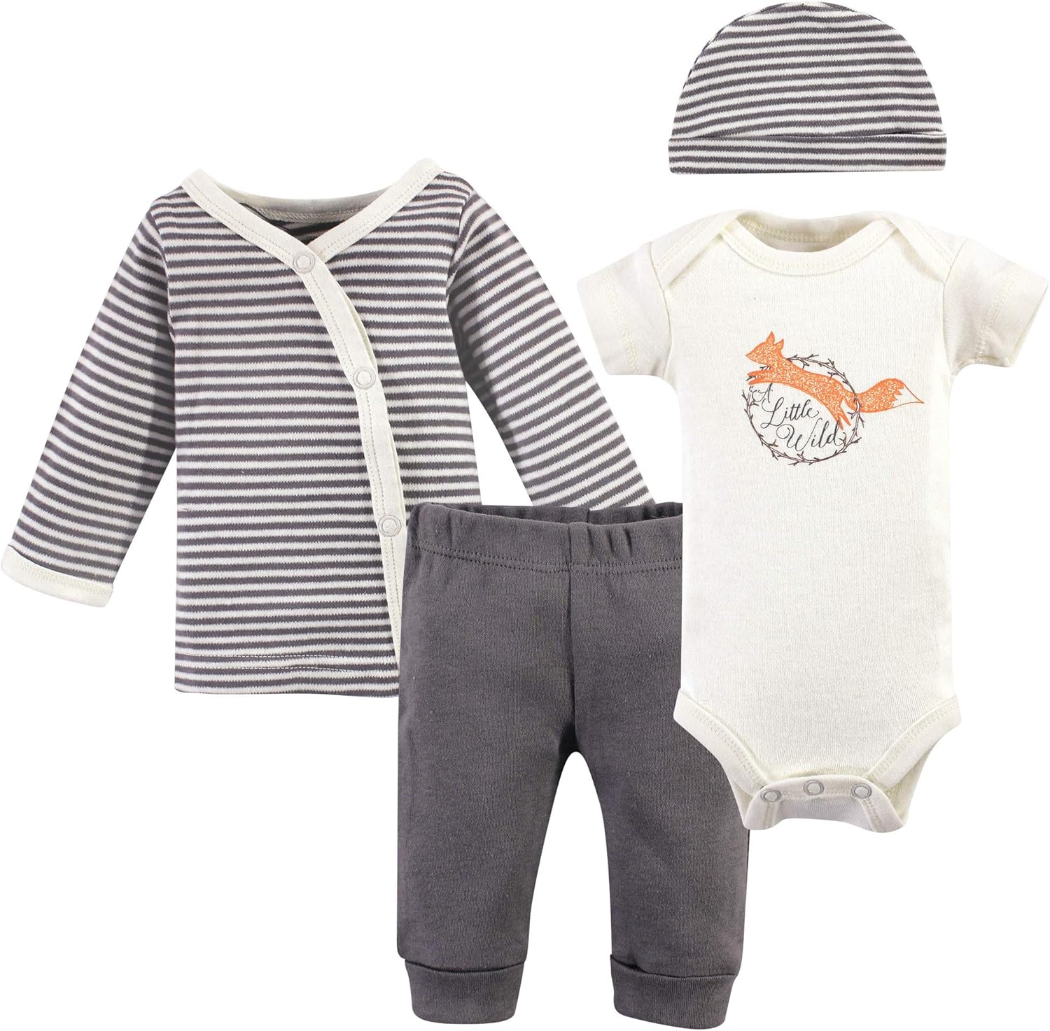 Touched byNature Baby Girl Organic Cotton Preemie Layette Set With Side Snaps Cap