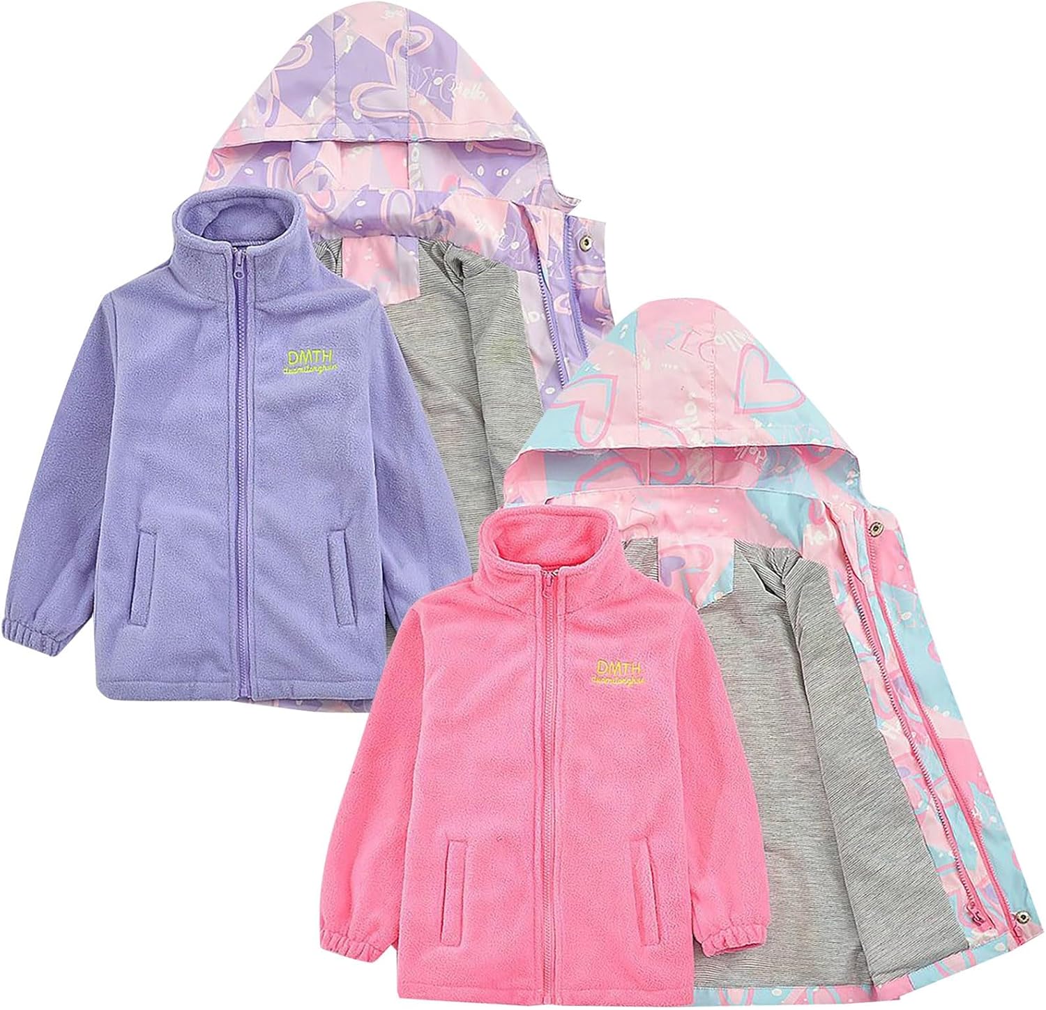 2Pcs Girls Ski Jacket Waterproof Coat Warm Fleece Winter Windproof Hoodie