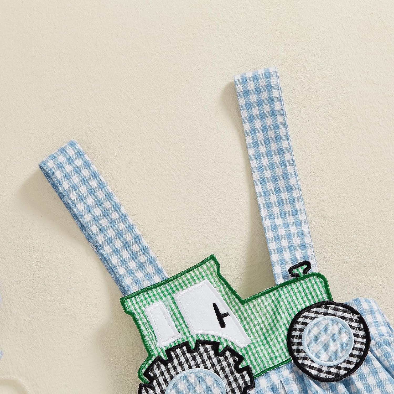 Baby Summer Tractor Romper Newborn Plaid Outfit