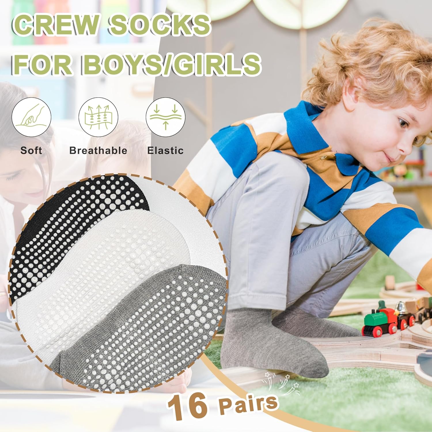Non-Slip Toddler Socks with Grips