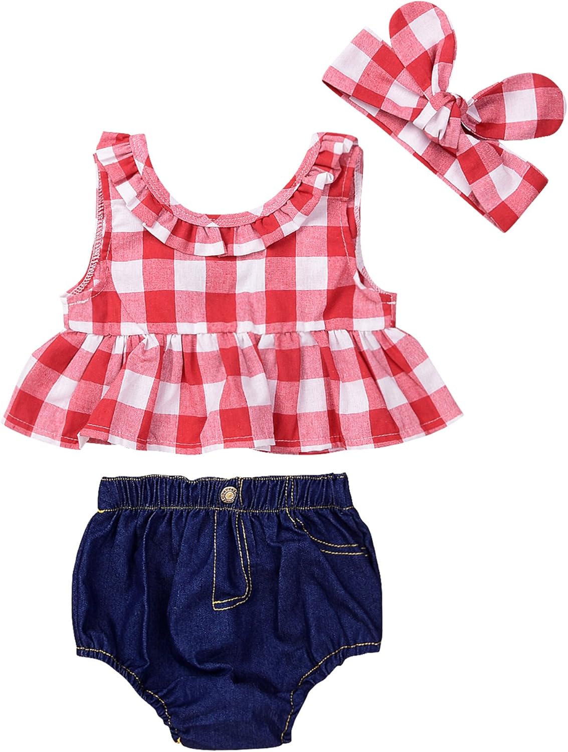 Perfect Baby Girl Outfit STylish Tank Top Denim Shorts for Girls