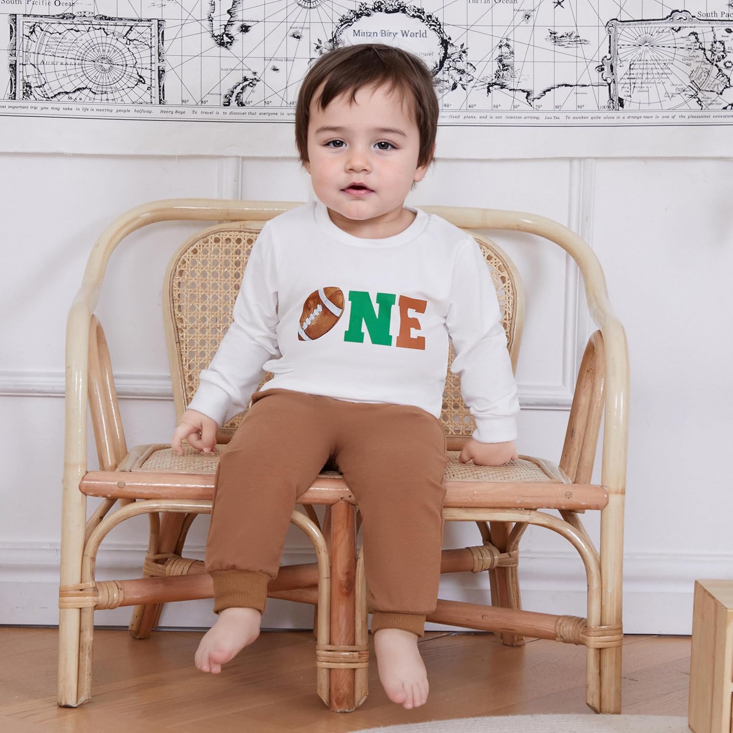 Pudcoco Toddler Boys 1st Birthday Set with Sweatshirt Joggers