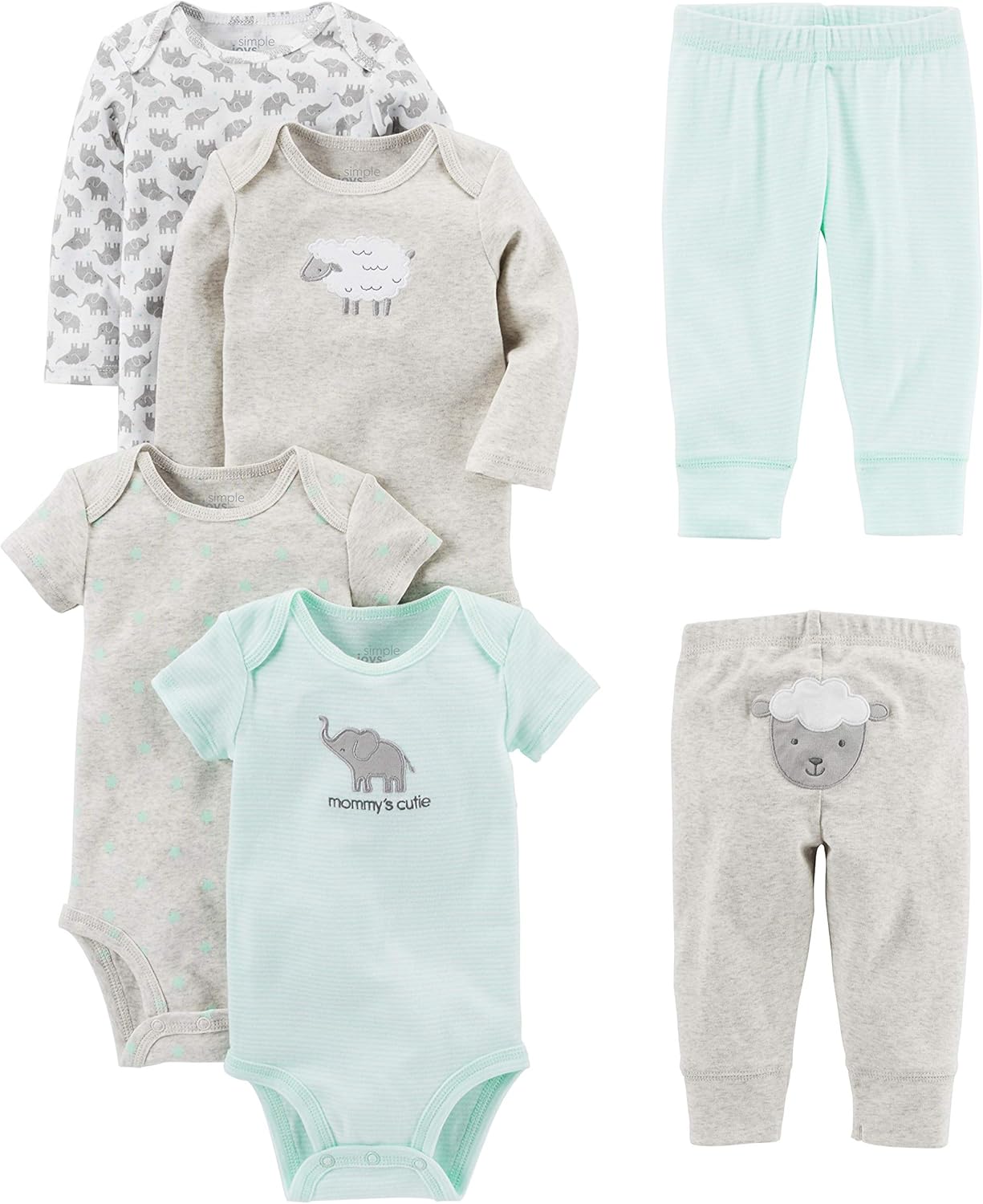 Simple Joys by Carters Unisex-Baby 6-Piece Bodysuits and Pants Set