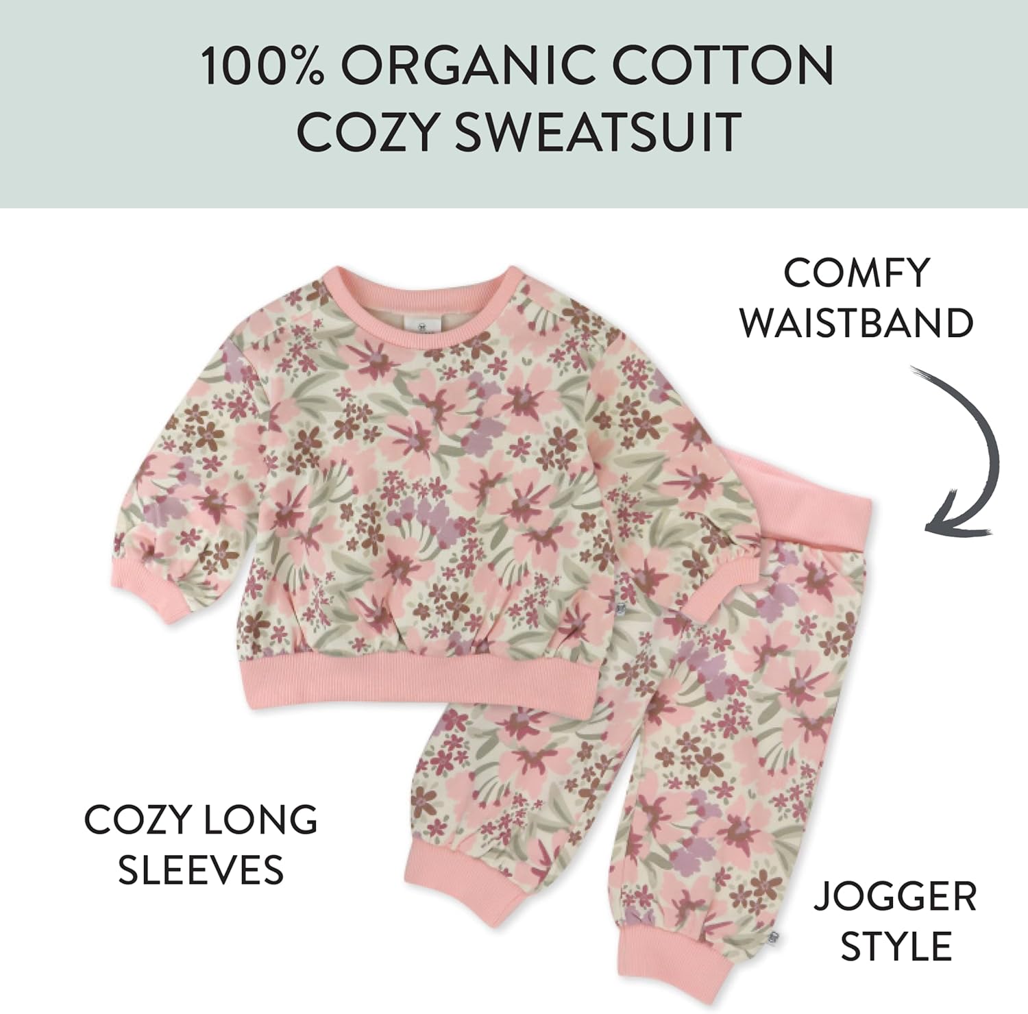 HonestBaby Organic Cotton Baby Set Pullover Hoodie Sweatshirt Jogger Sweatpant Unisex