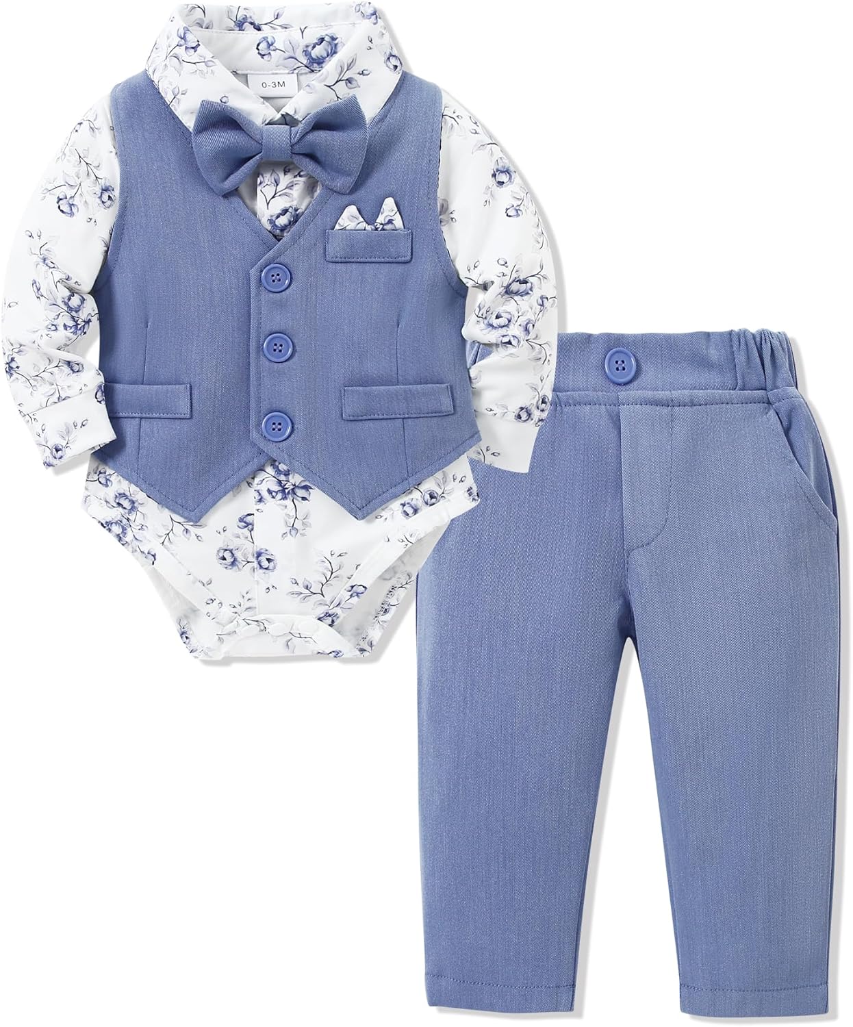 YALLET Baby Boy Suits 0-24m Bowtie Vest Pants
