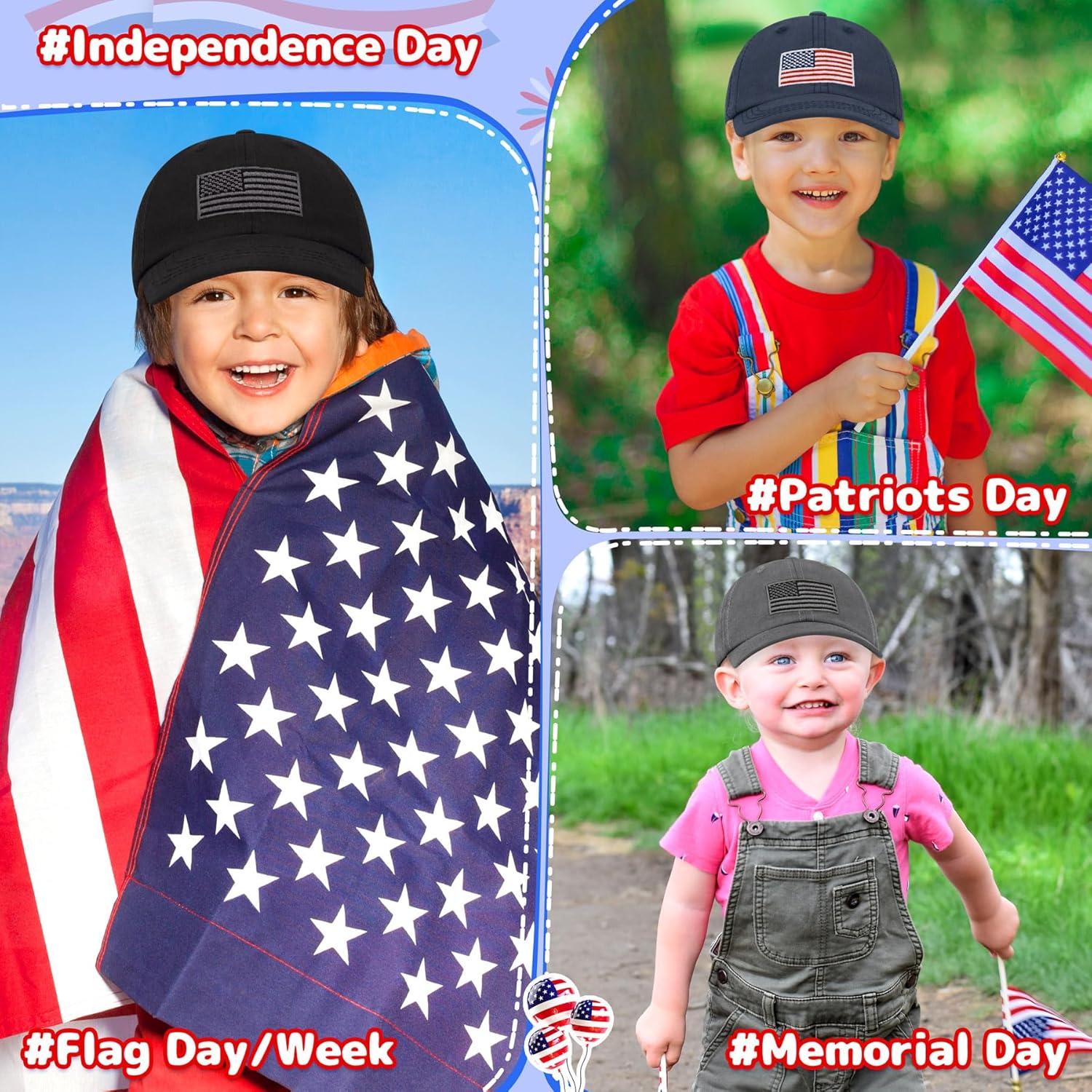 Olreco Toddler Baseball Hat USA Flag Sun Protection