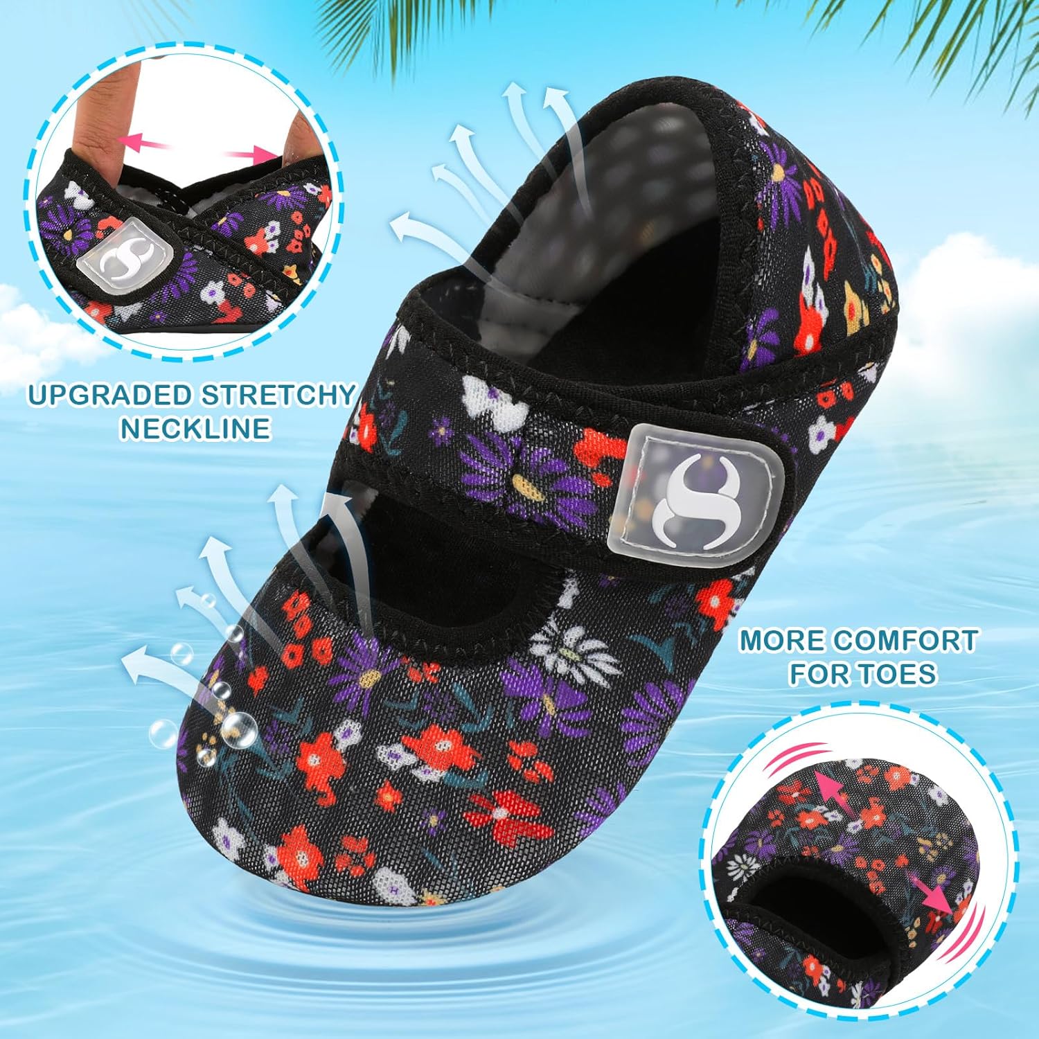 Scurtain Toddler Water Shoes for Boys Girls Quick-Dry Adjustable and Fun