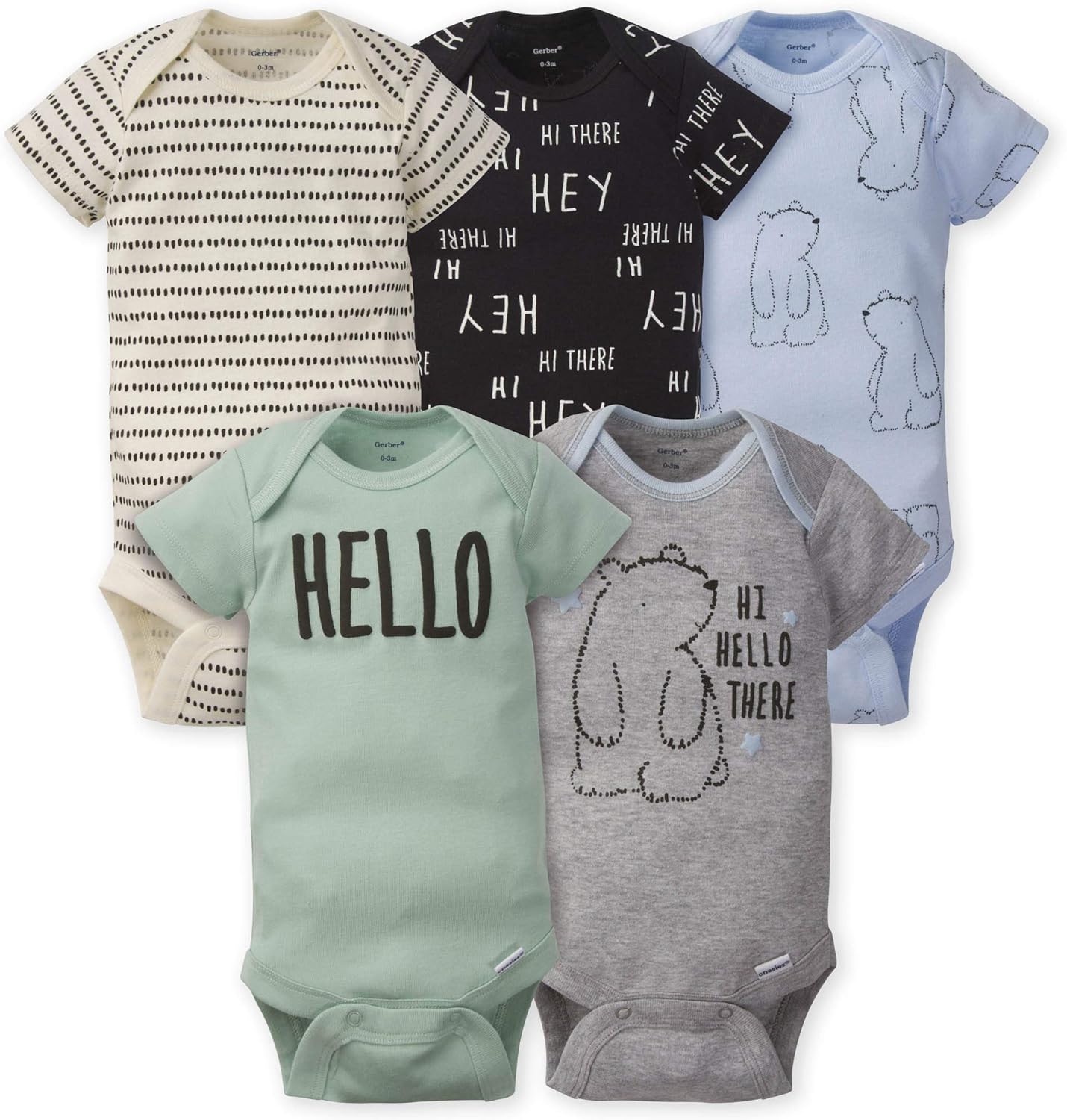 Gerber boys 5-piece ruffle pull-up variety onesies