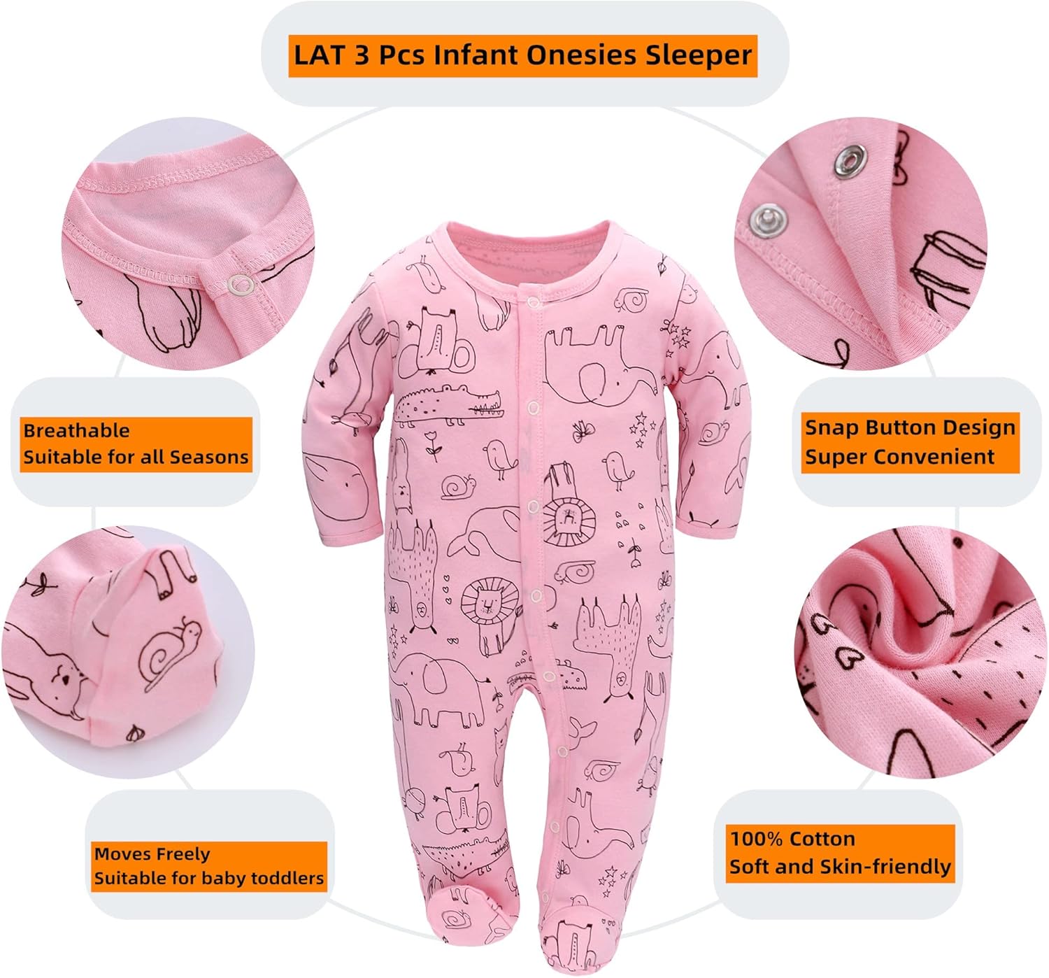 Infant Boys Girls Footie Onesies