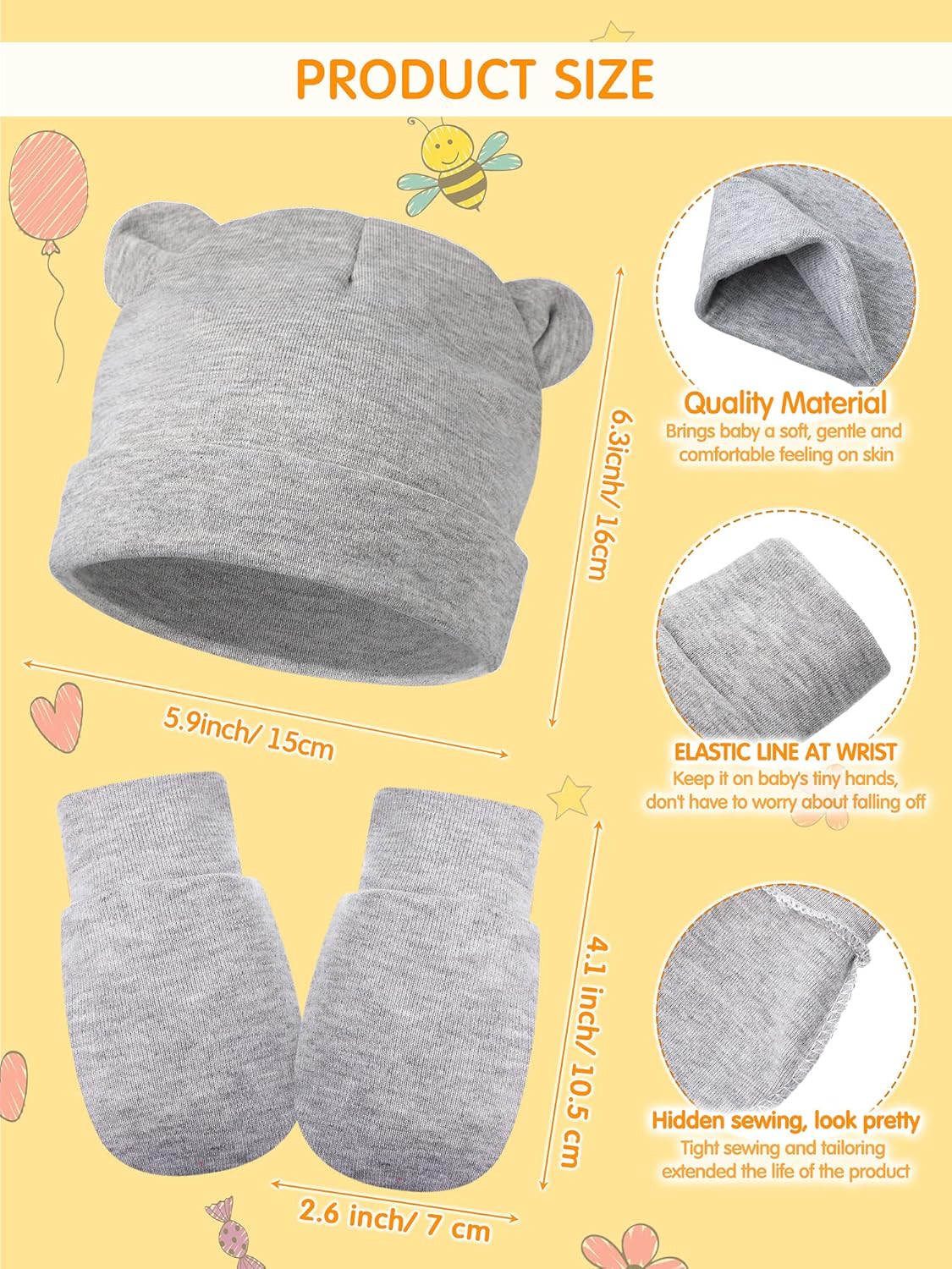 Geyoga Baby 12-Piece mittens set for 0-12 Months