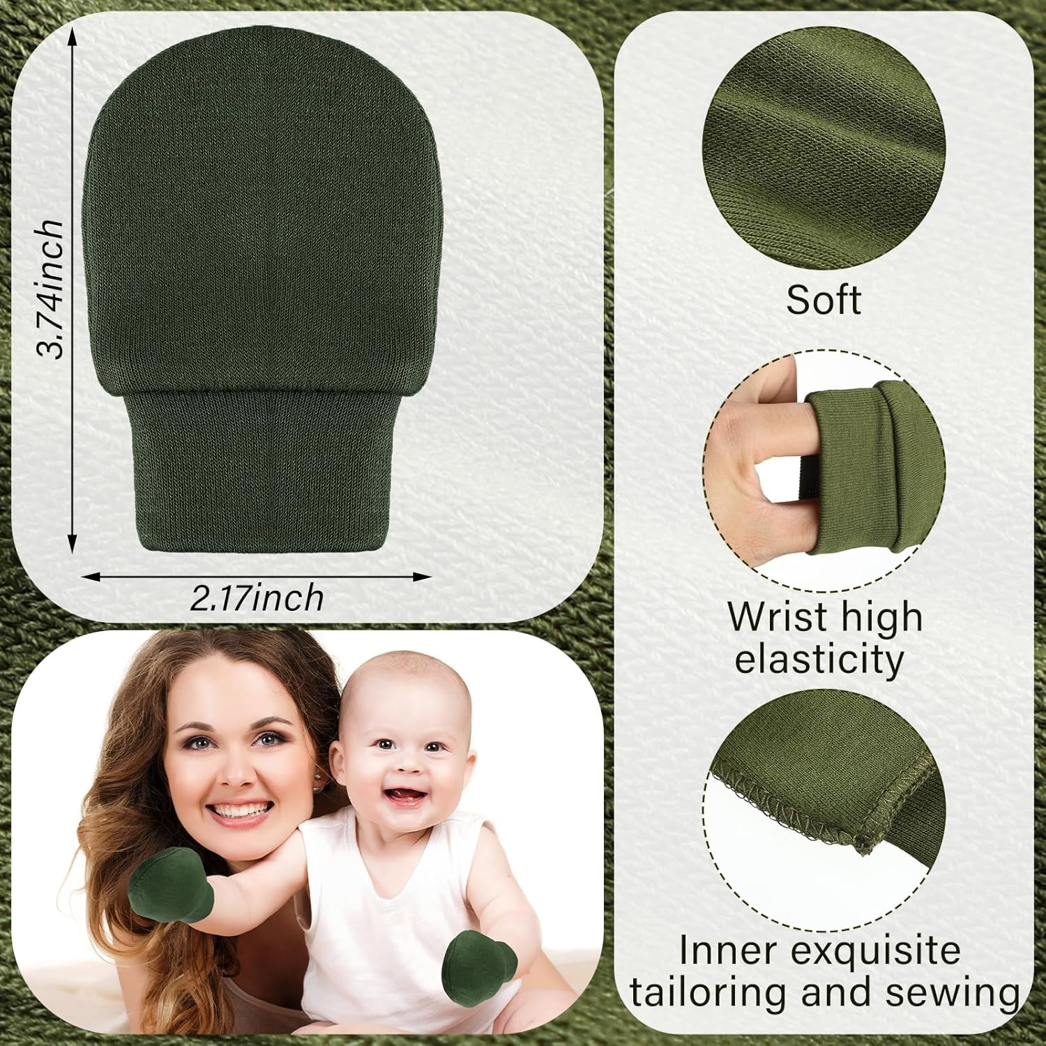 Perfect for growing soft no-scratch baby mittens