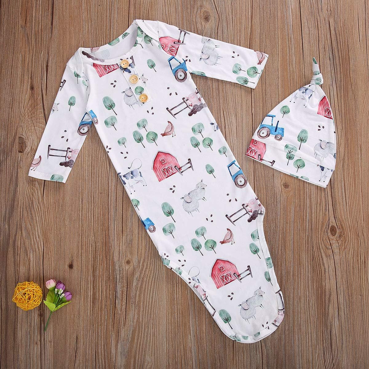 CIYCUIT Knotted Baby Gown Outfit for Newborn