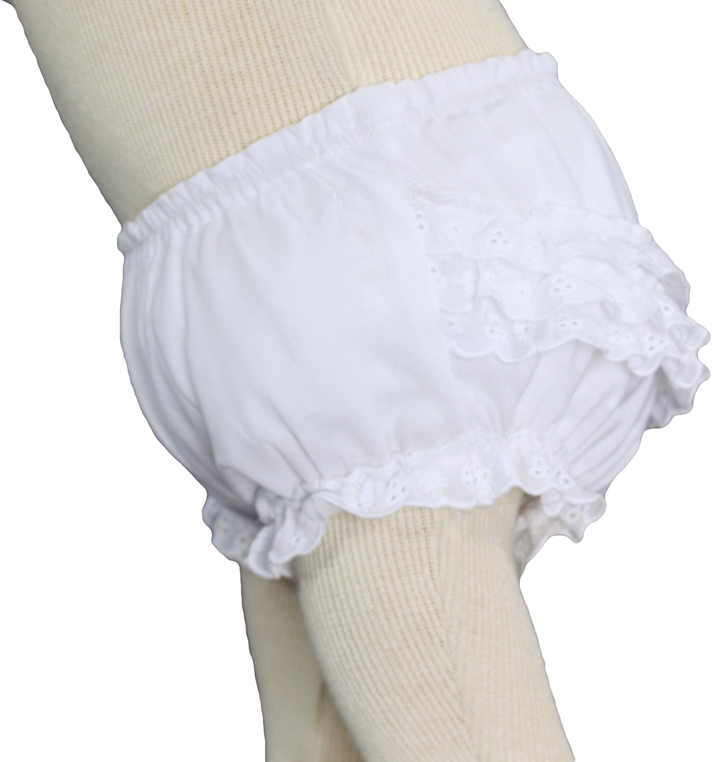 Little Things Mean A Lot Baby Girls White Elastic Bloomer Diaper Cover